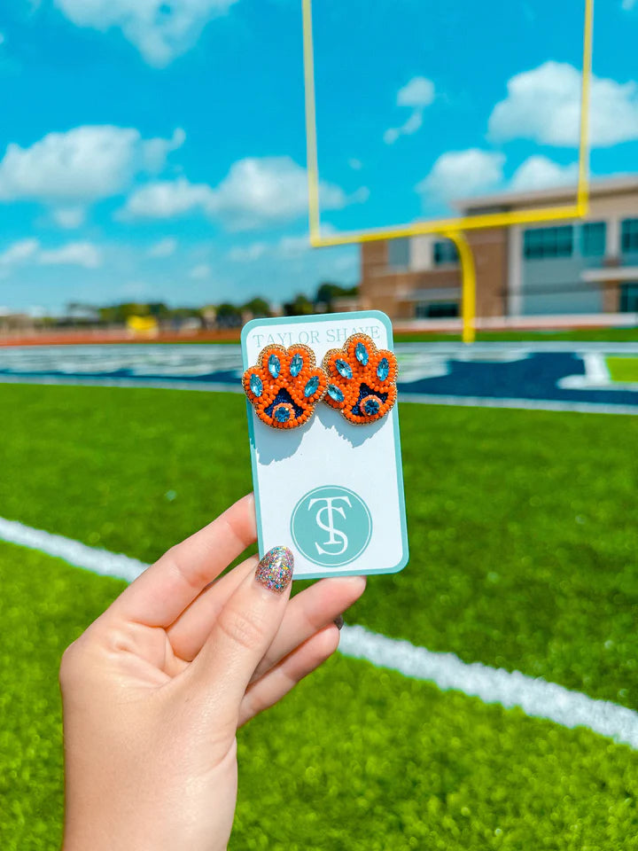 Blue & Orange Paw Earrings