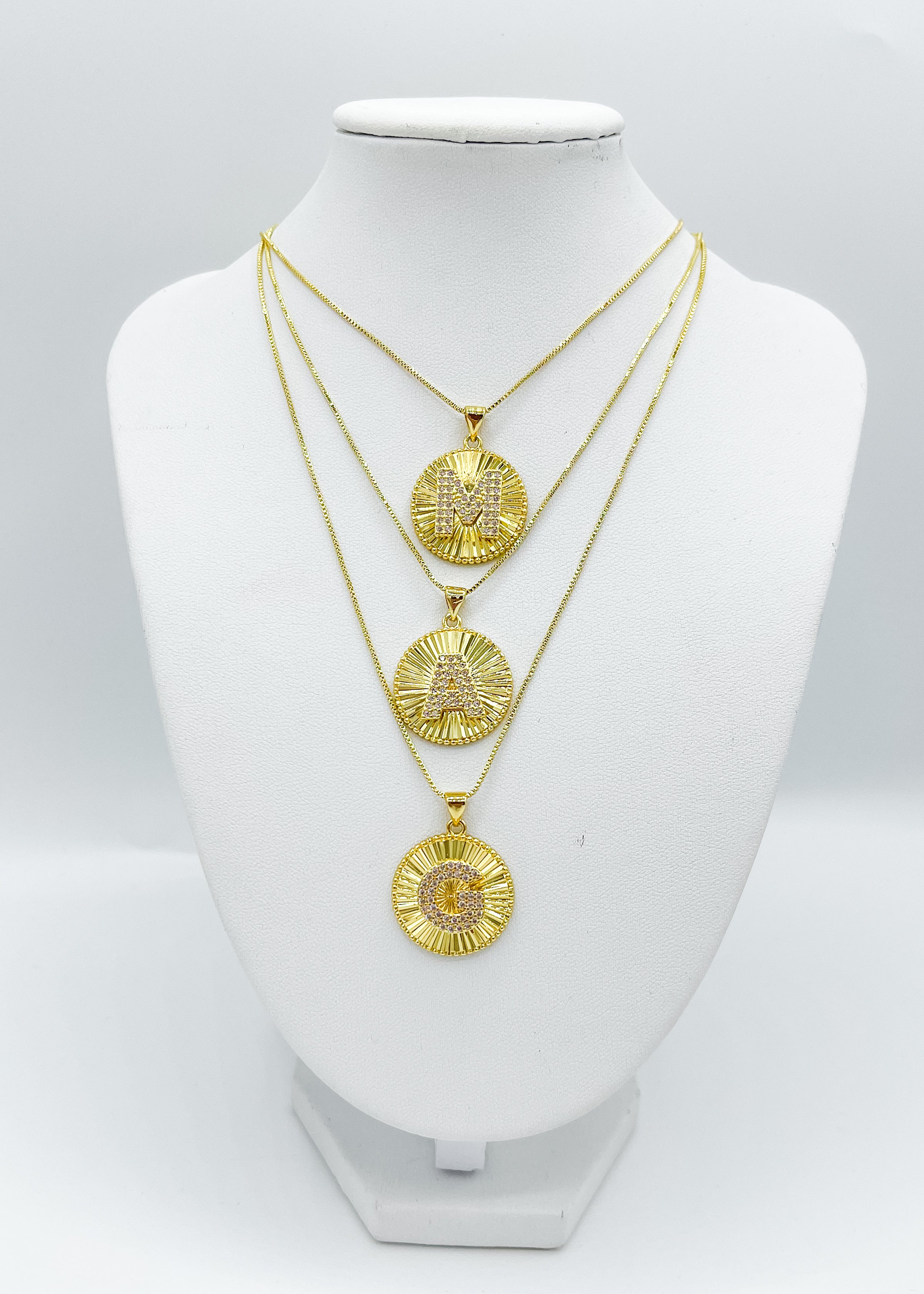 Gold Medallion Letter Necklace