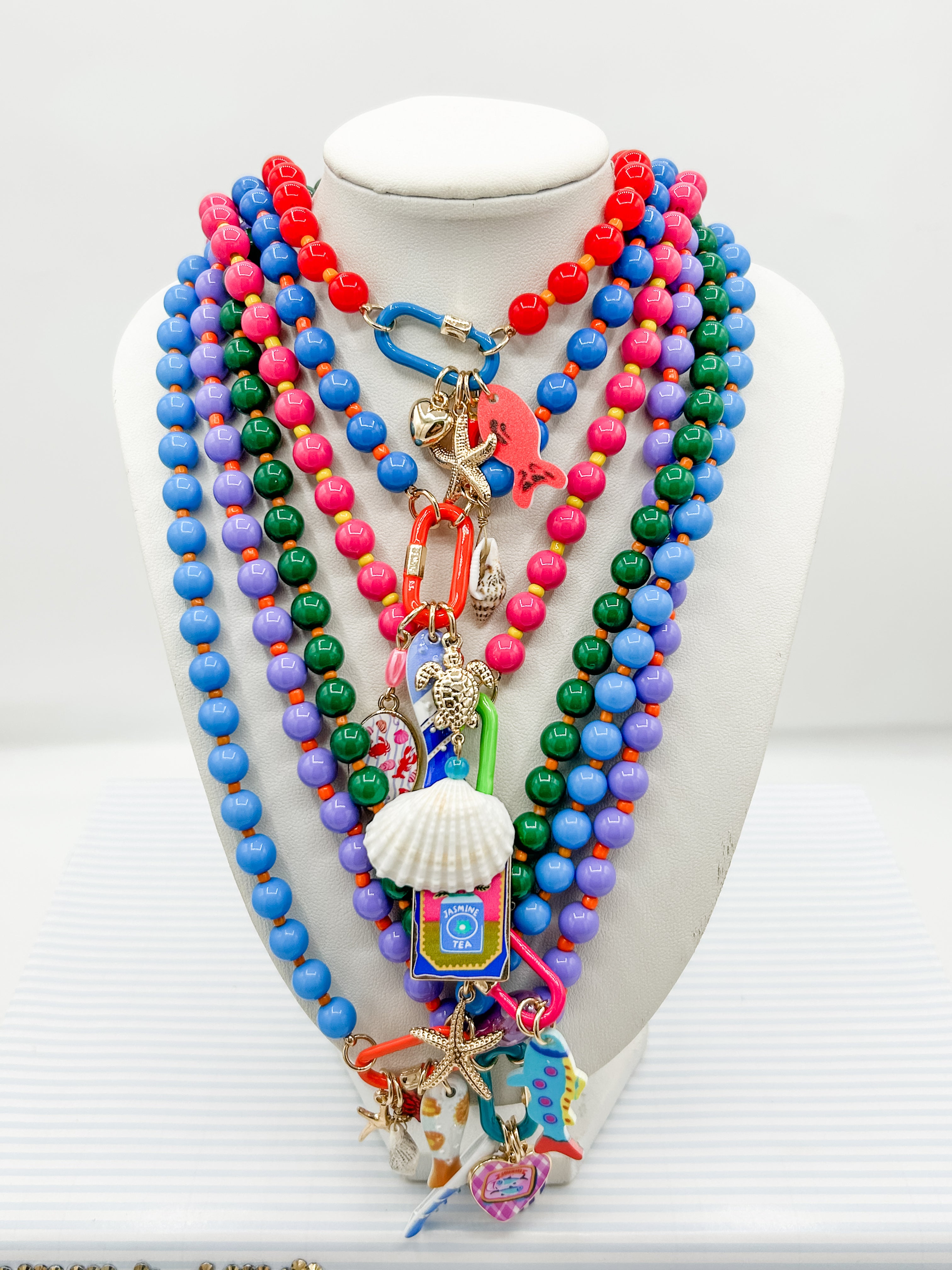 Colorful Beaded Charm Necklace