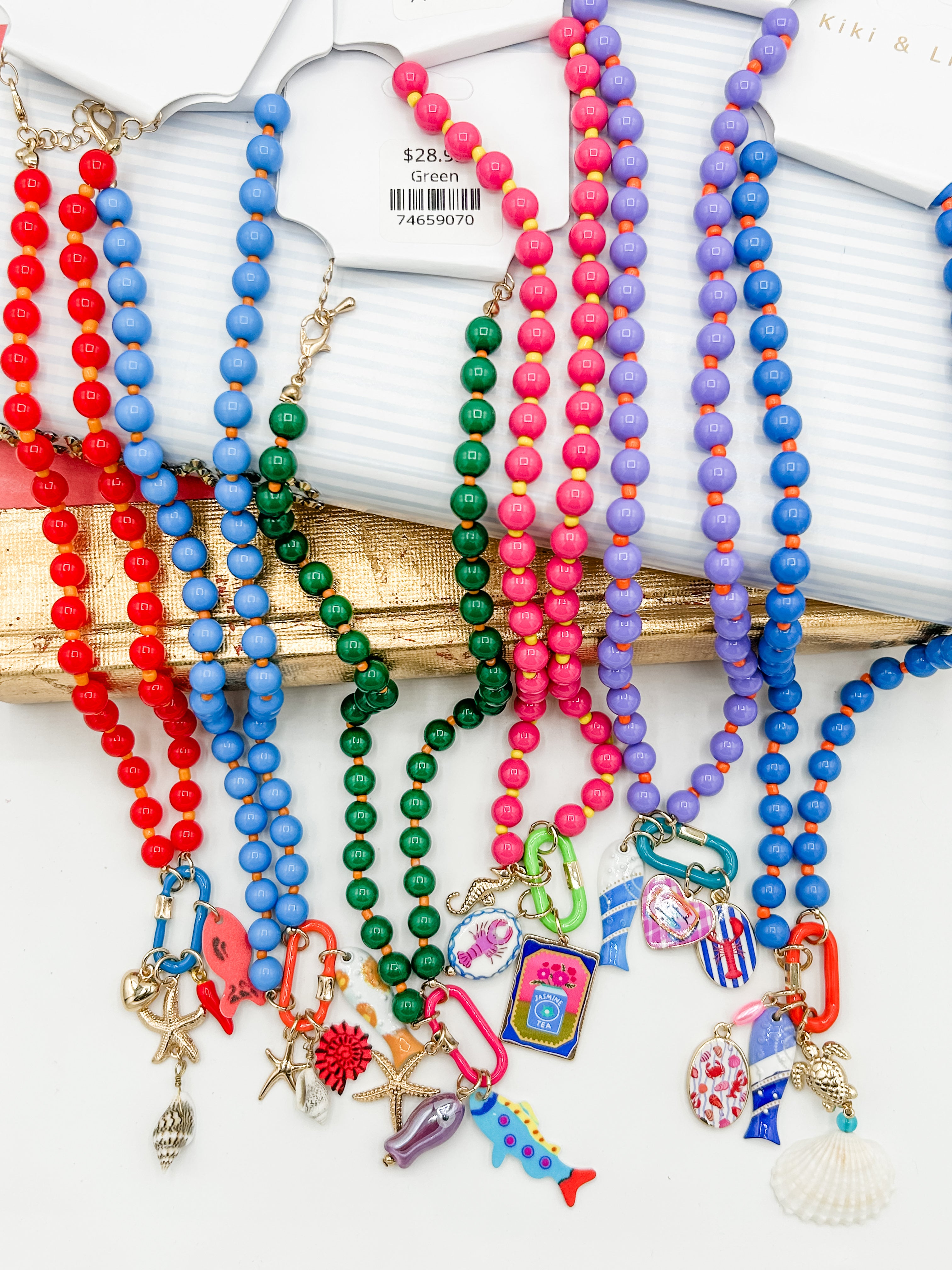Colorful Beaded Charm Necklace