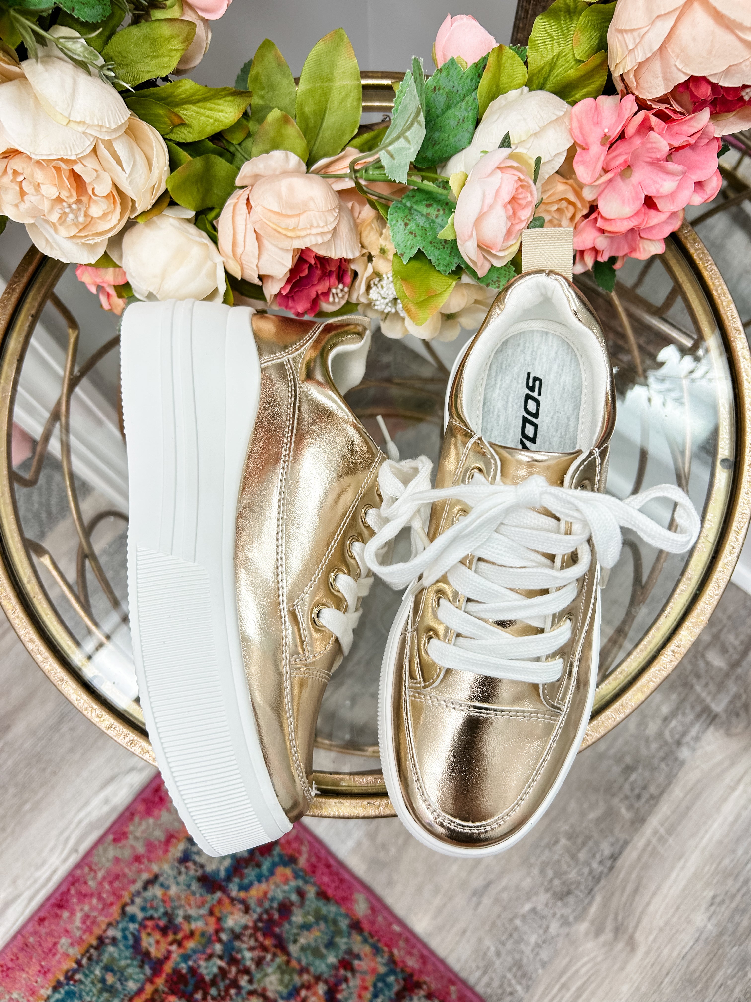 Metallic Gold Platform Sneaker