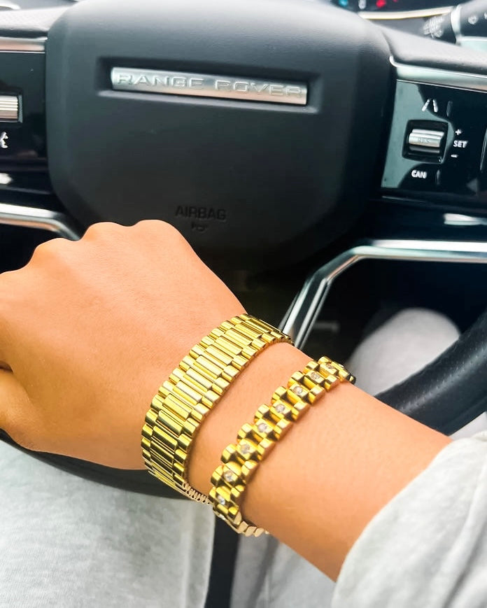 Thick Gold Watch Band Bracelet