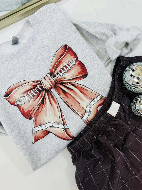 Football Bow Grey Sweatshirt