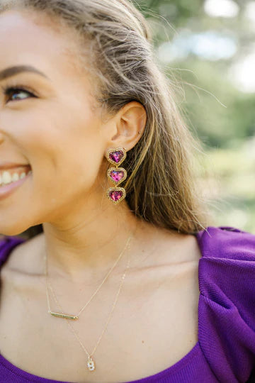 Purple & Gold Heart Earrings