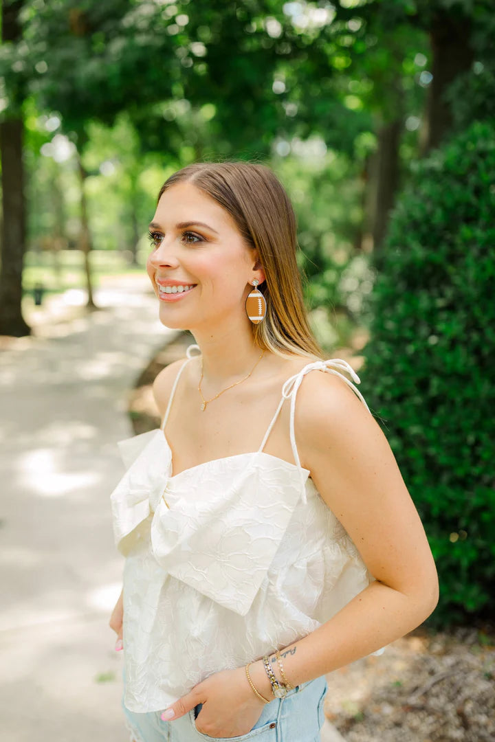 Brown Acrylic Football Earrings