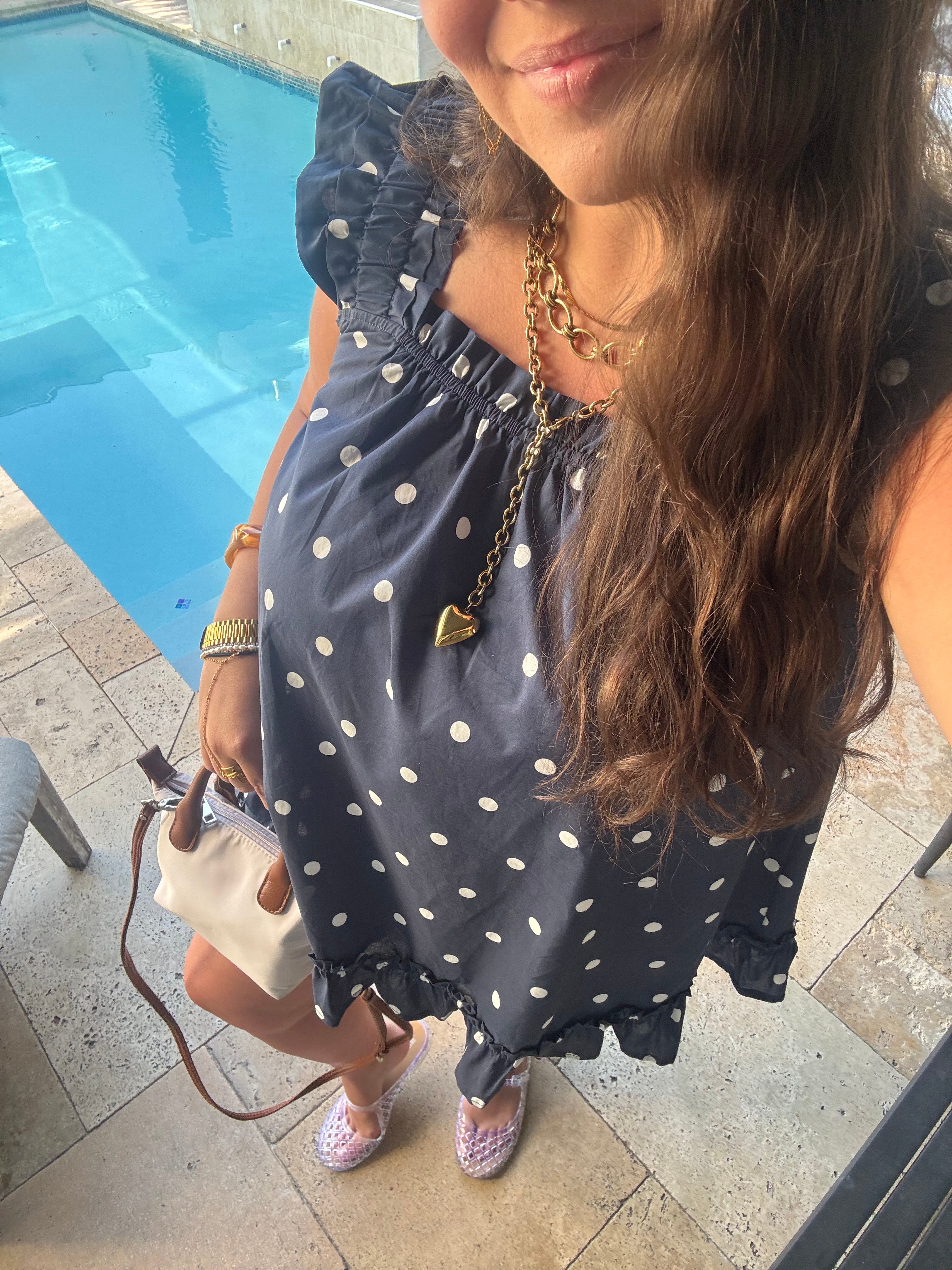 Navy Polka Dot Shorts Set