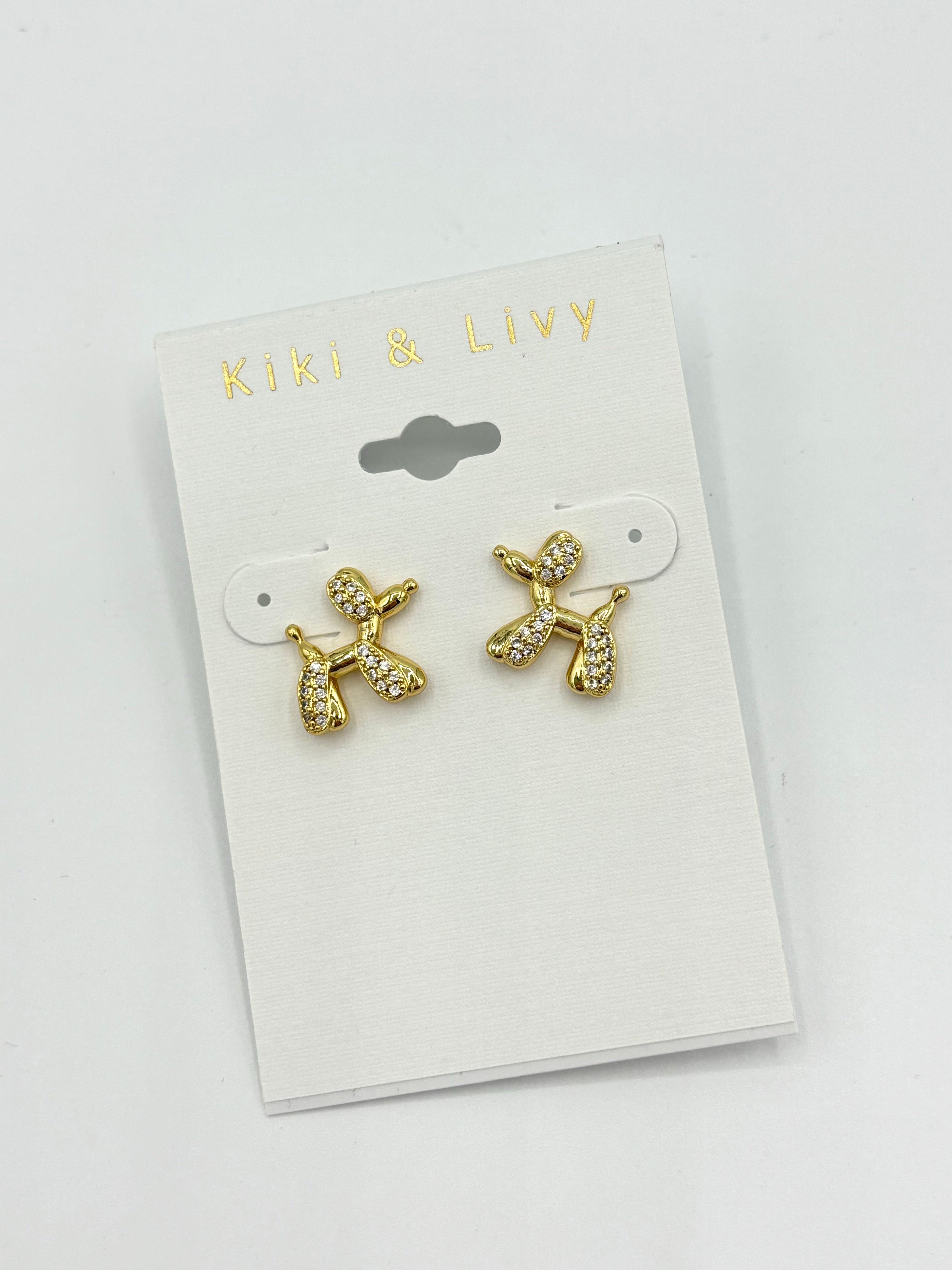 Gold Balloon Dog Earrings