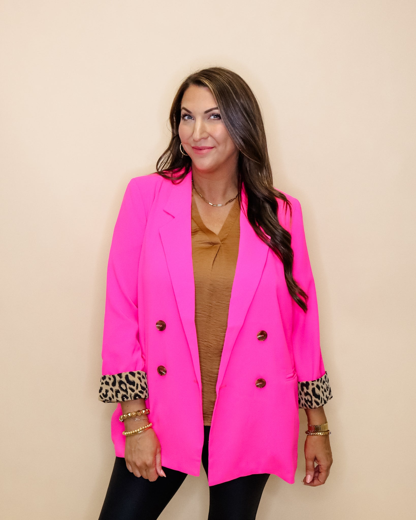 Hot Pink Leopard Double Blazer