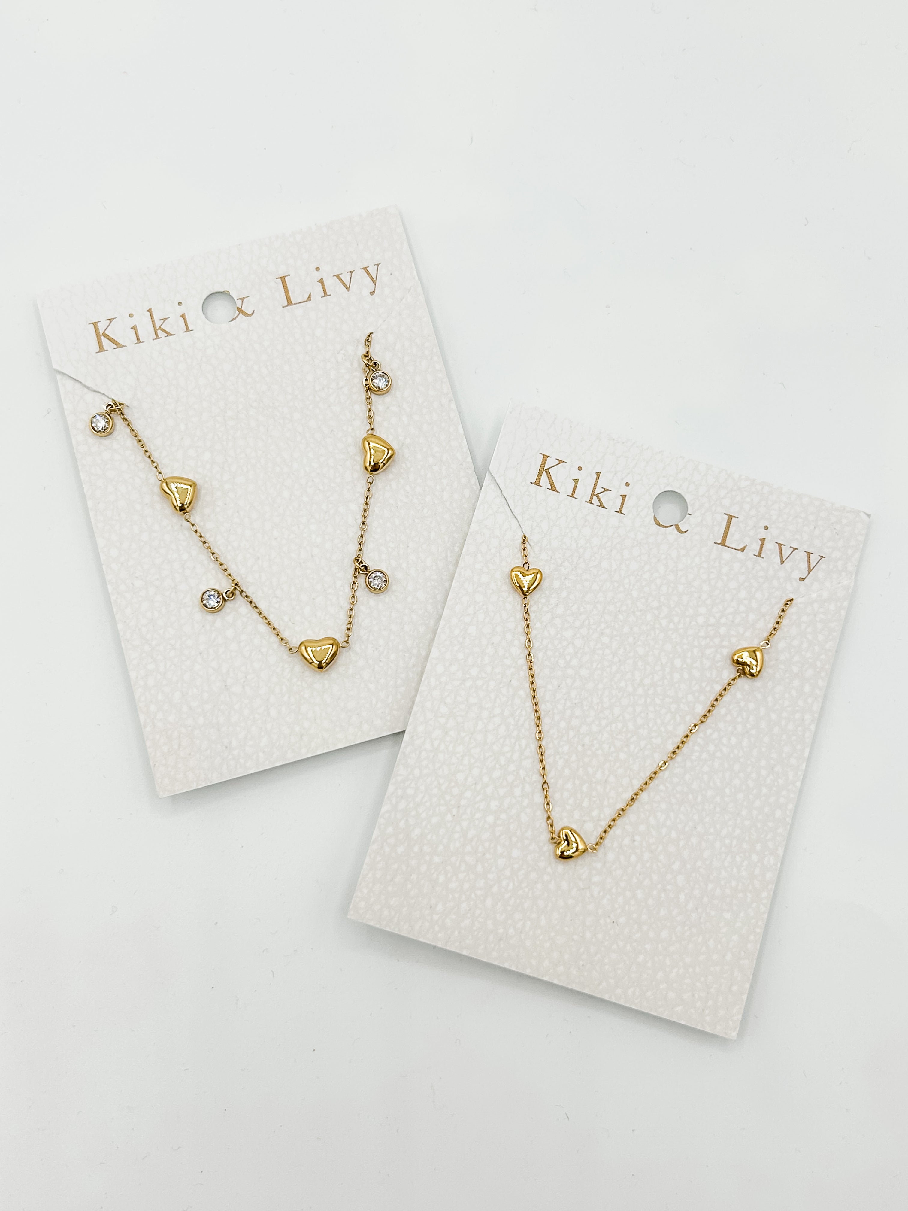 Multiple Heart Necklace with Stones