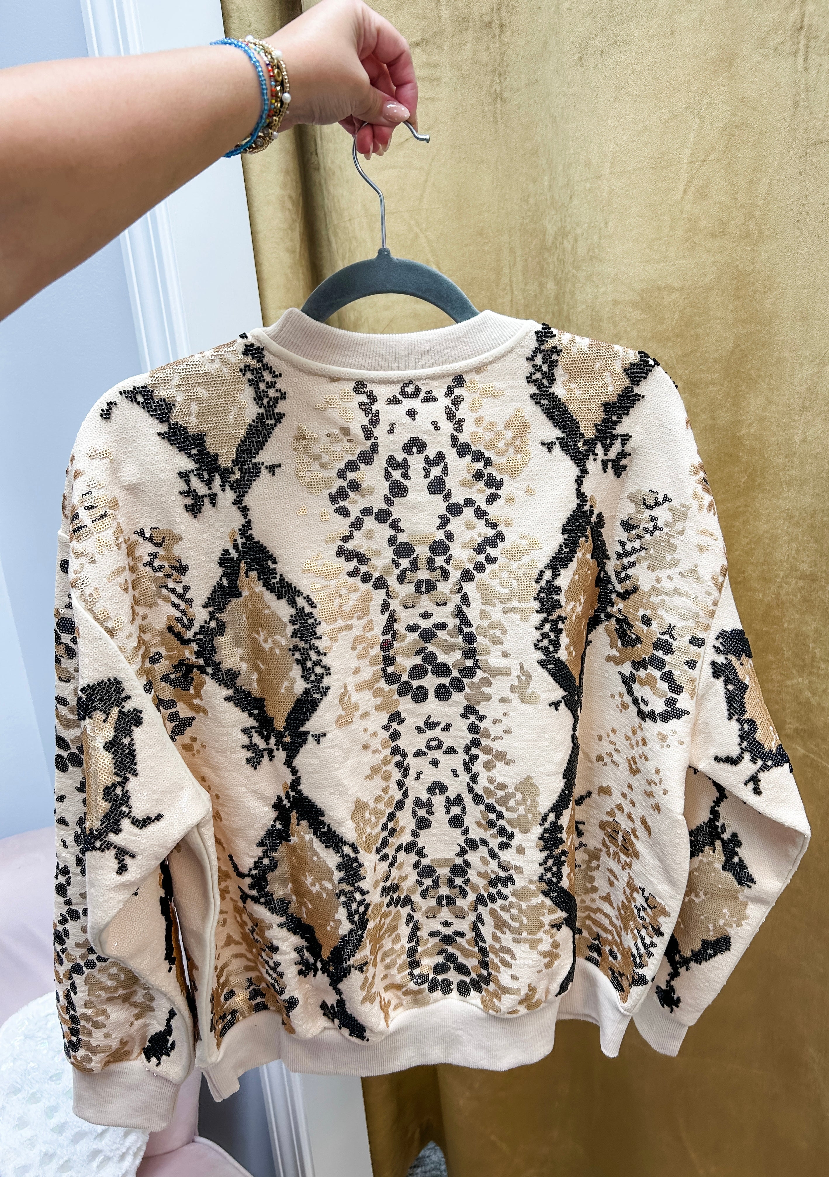 Neutral & Black Python Print Sweatshirt
