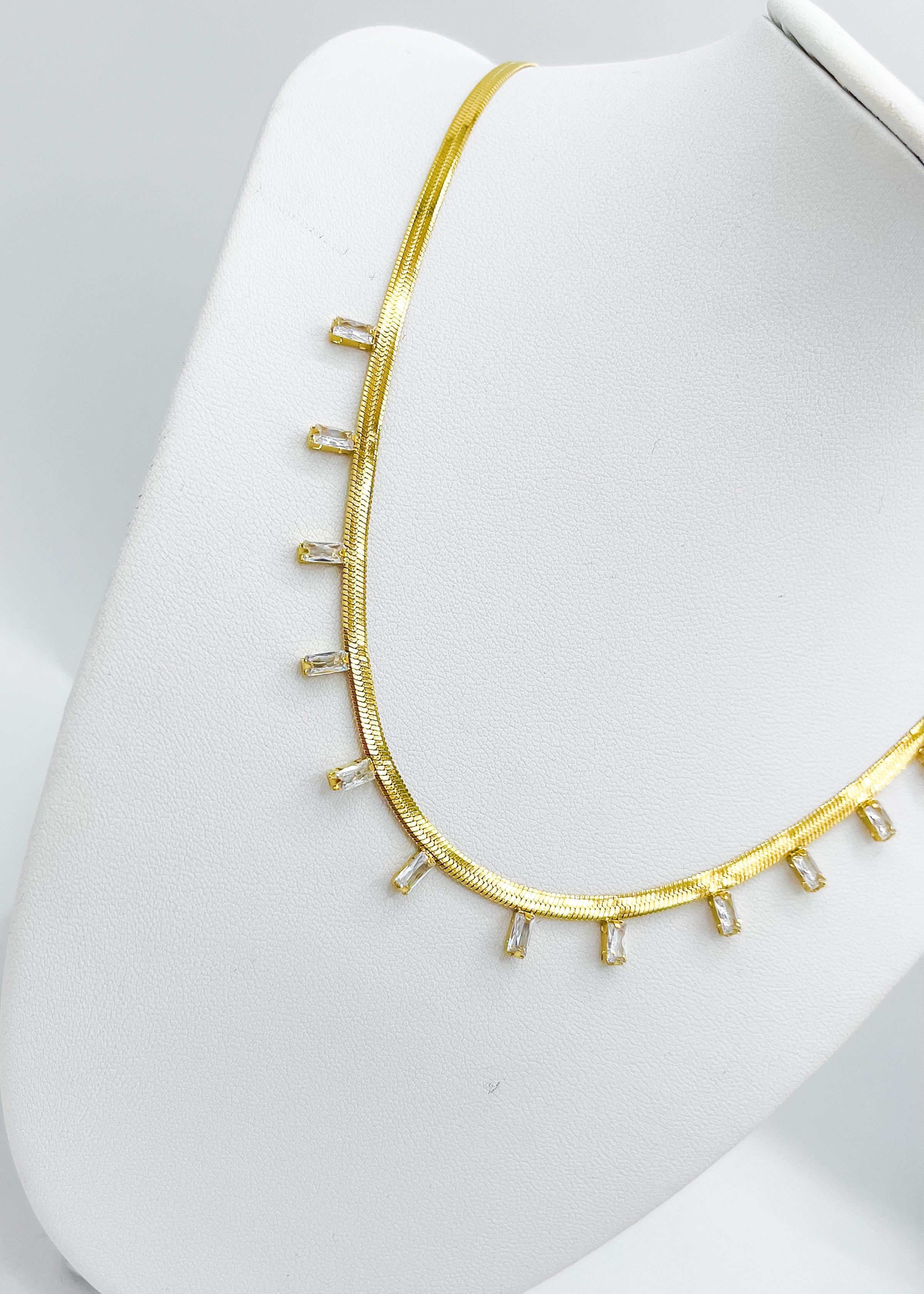 Gold Herringbone 13 Stone Necklace