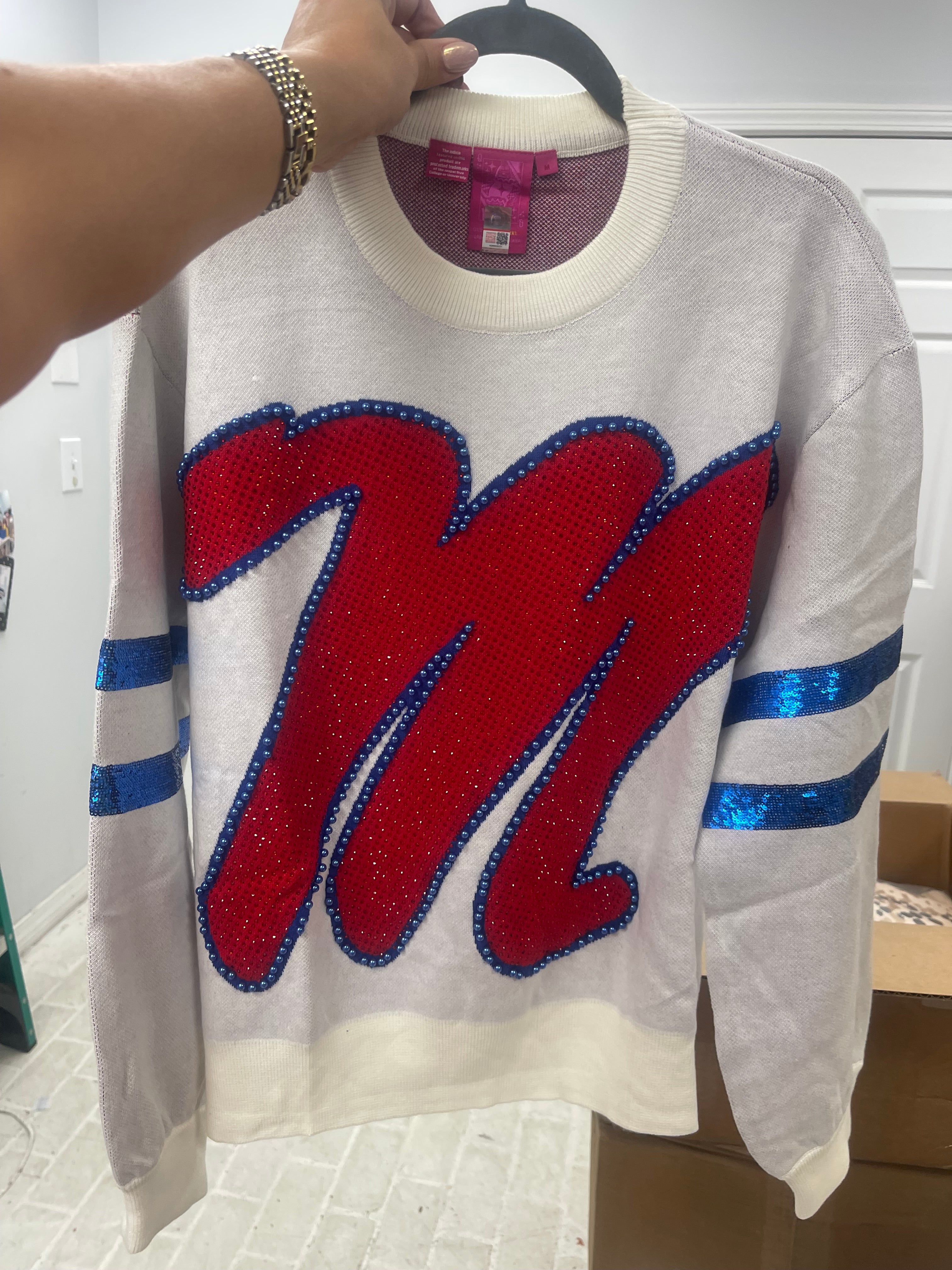 Licensed Ole Miss Oversized Mascot Sweater
