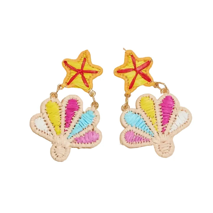 Sea Life Raffia Colorful Earrings