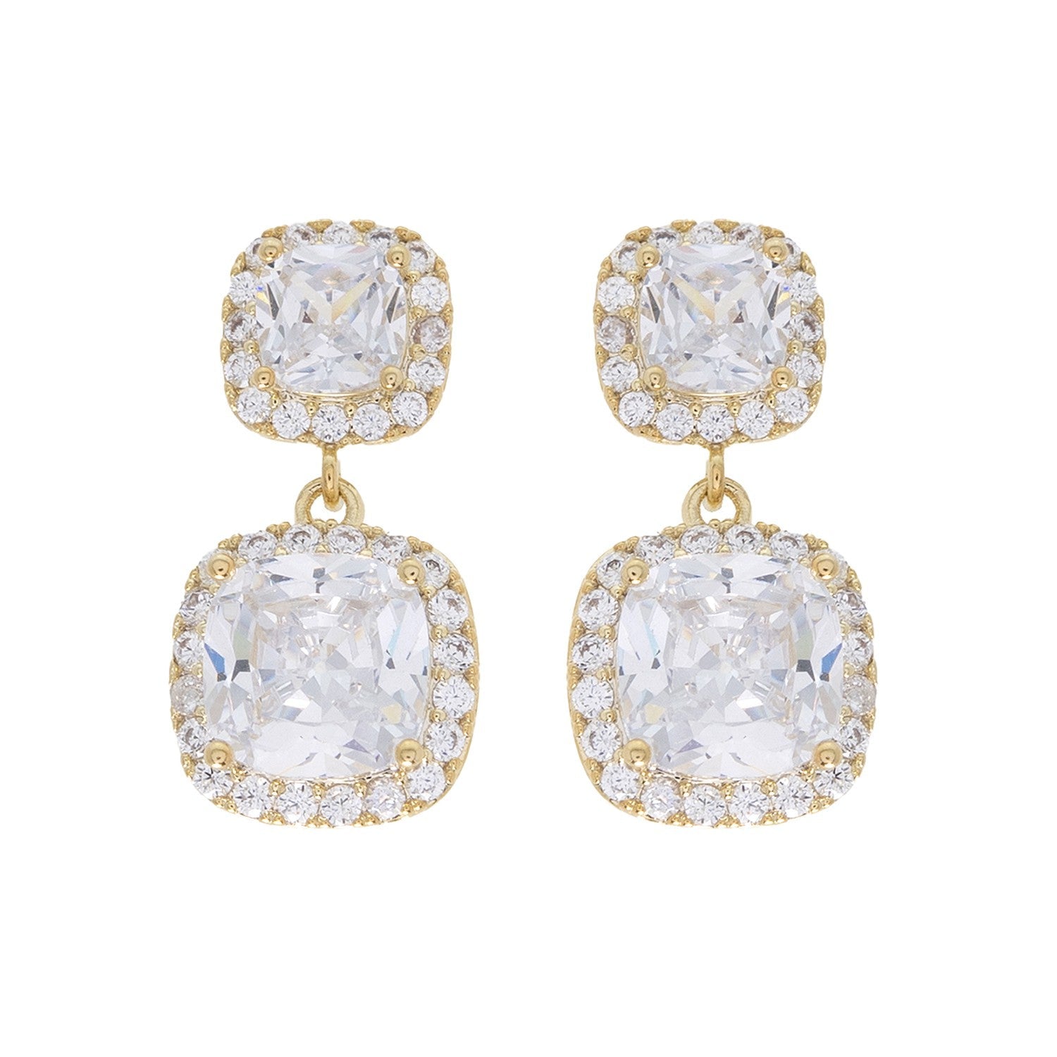 Gold CZ Dangle Earrings