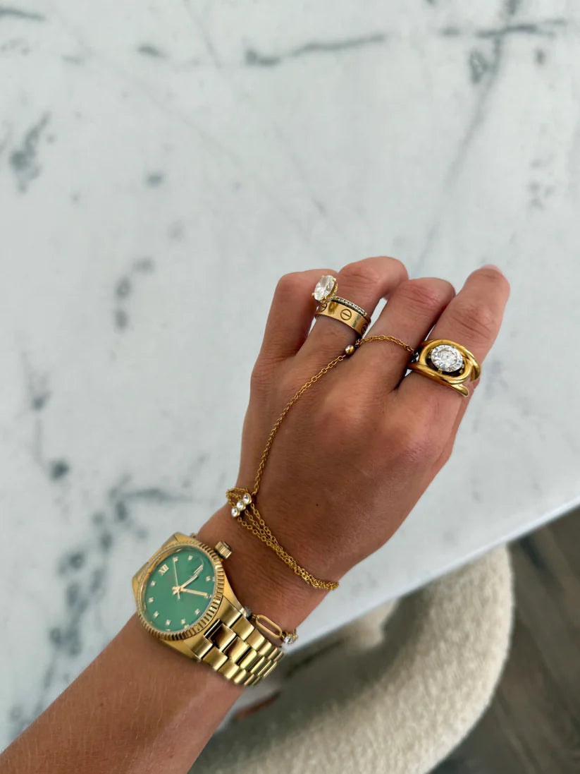 The Bentley Gold Rhinestone Hand Chain