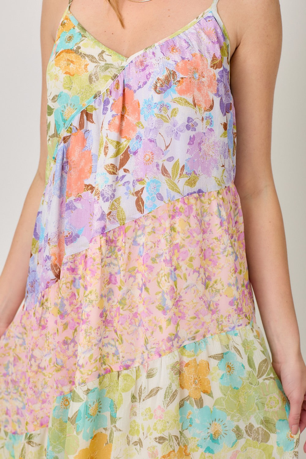 Lavender Mix Floral Print Midi Dress