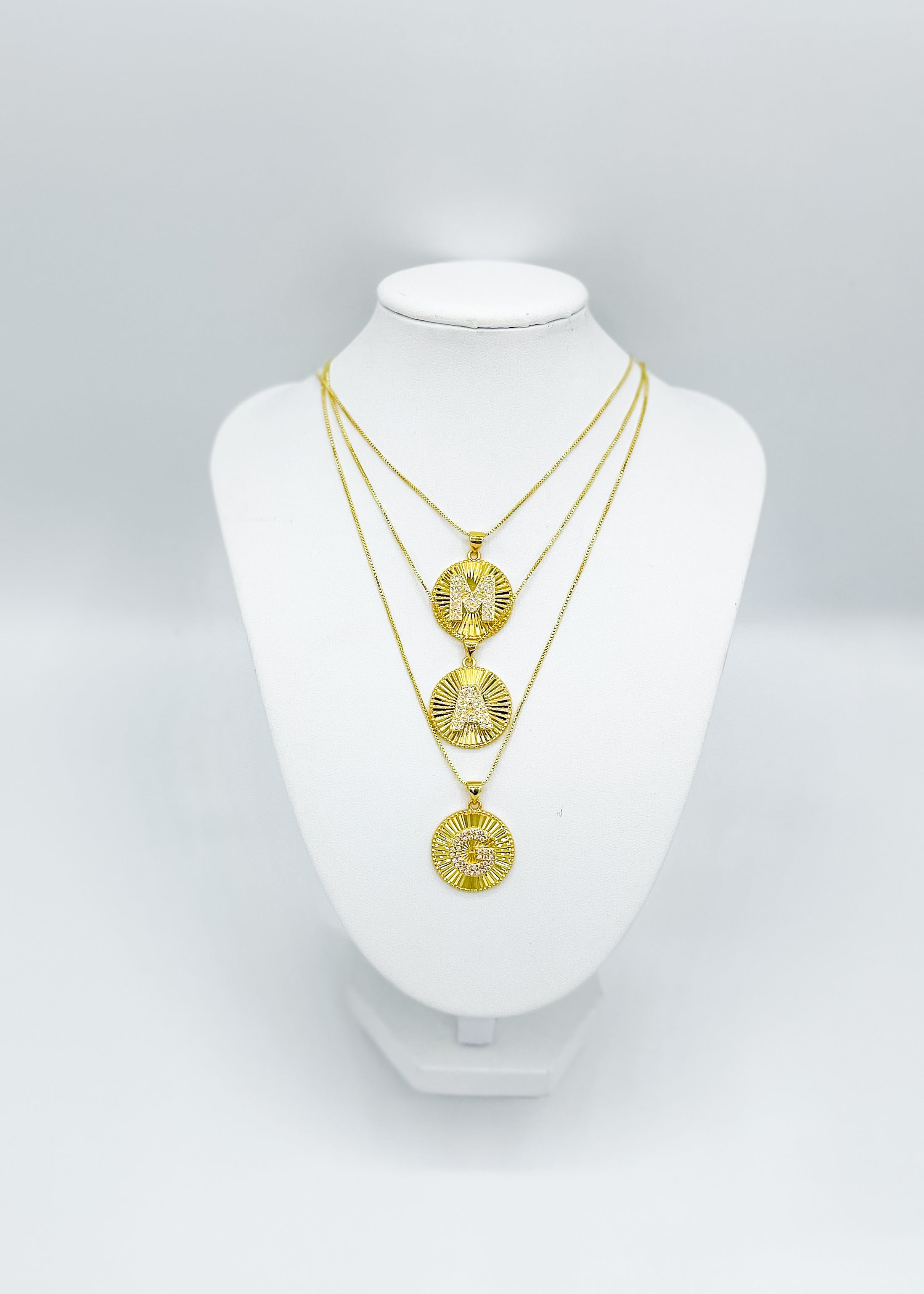 Gold Medallion Letter Necklace