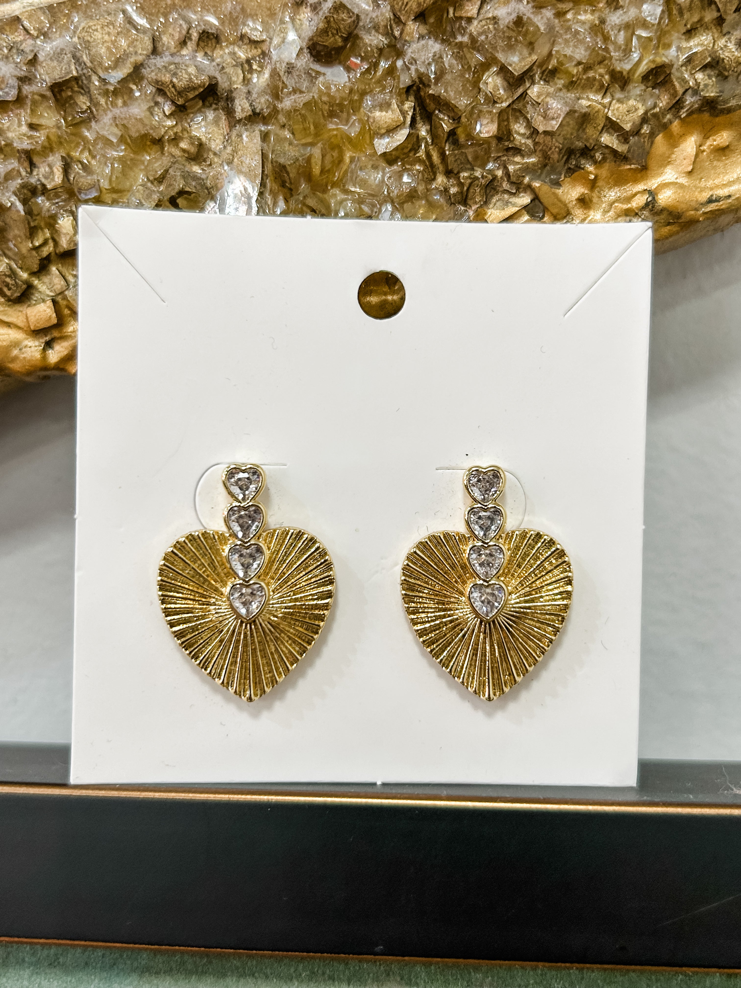 Zoey Heart Gold Earrings
