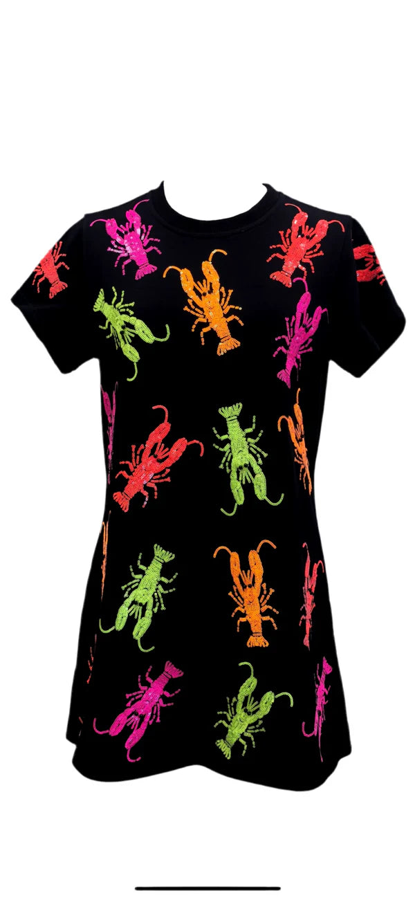 Black With Neon Crawfish Tee Dress