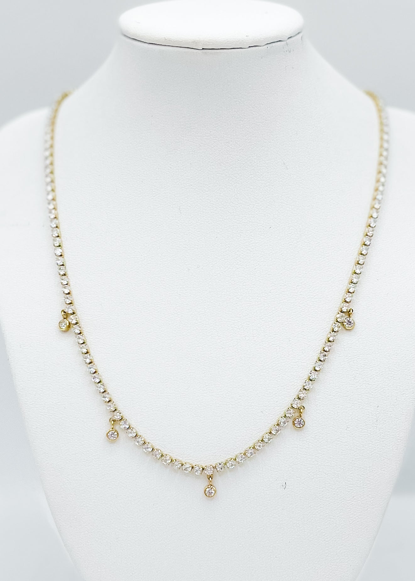 Tiny Stone Tennis Dangle Stones Necklace