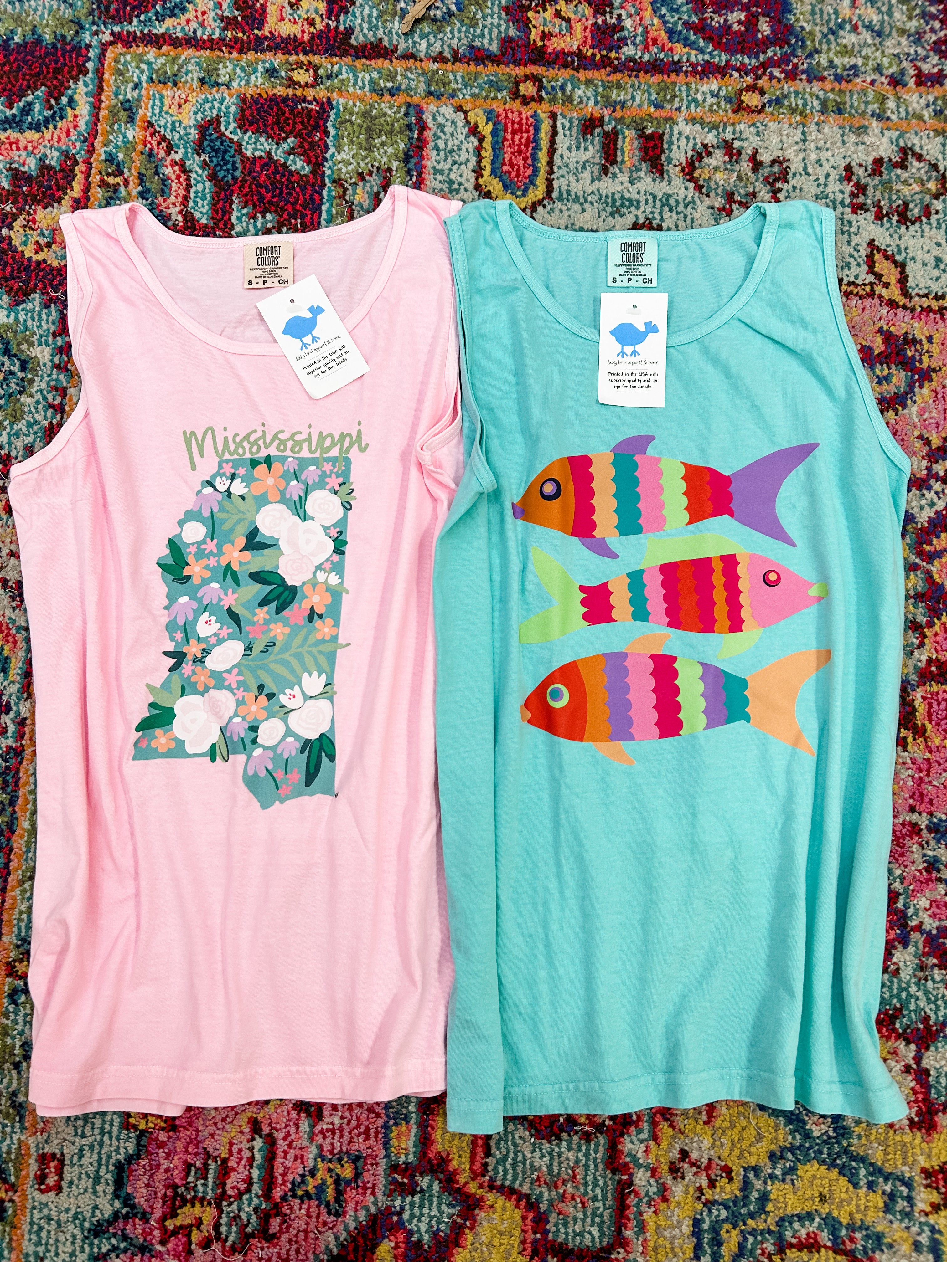 Pink Painted Floral Mississippi Tank