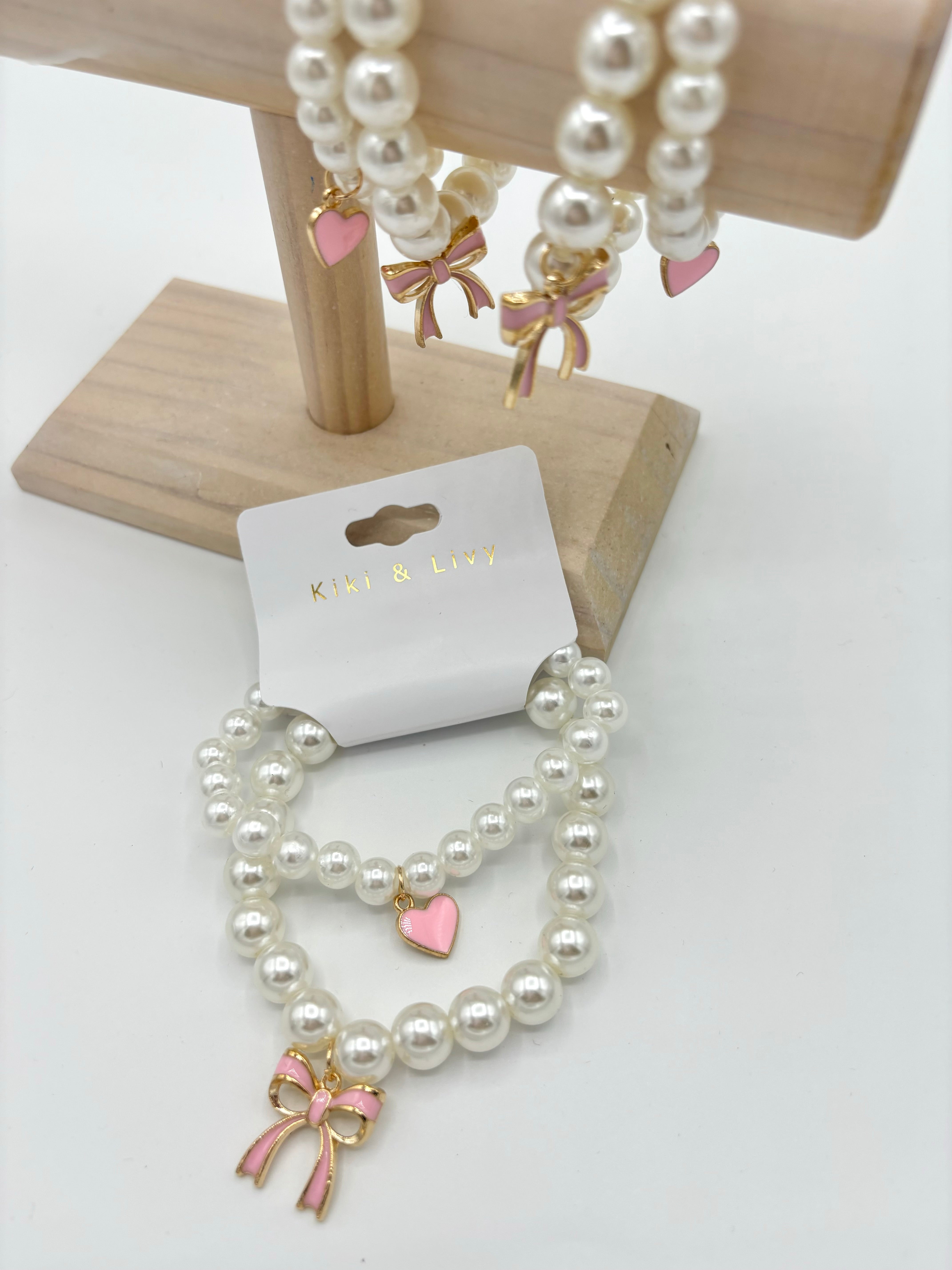 Pearl Bow Heart Bracelet