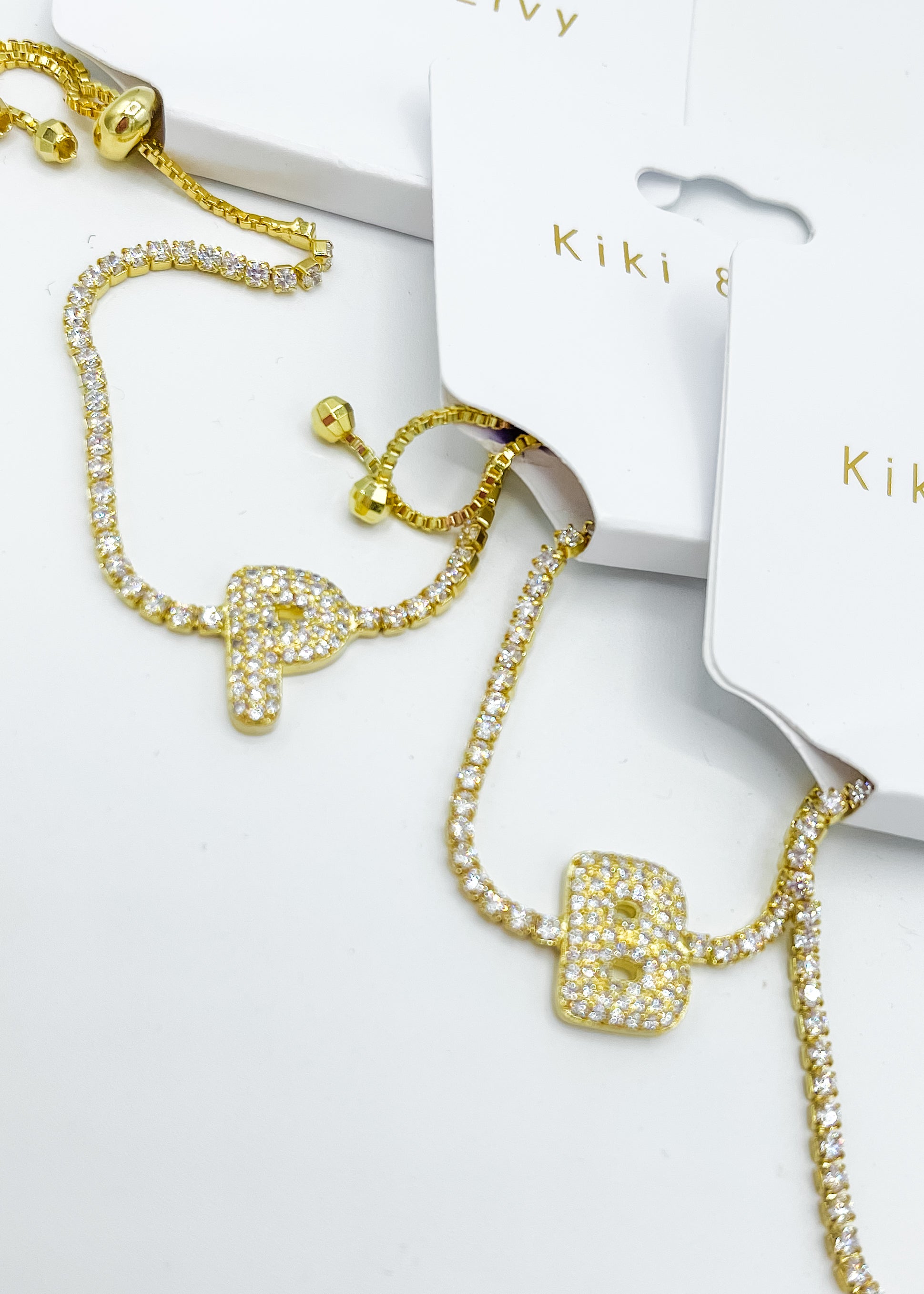 Adjustable Rhinestone Letter Bracelet