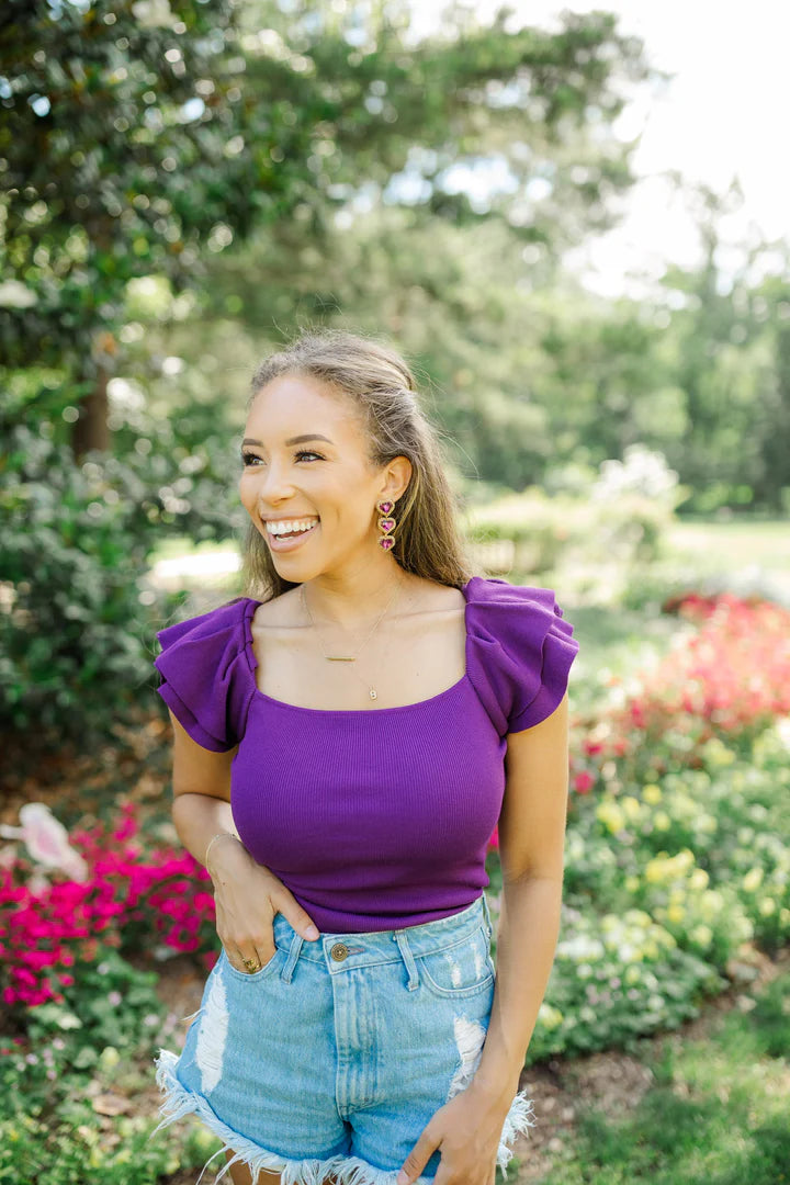 Purple & Gold Heart Earrings