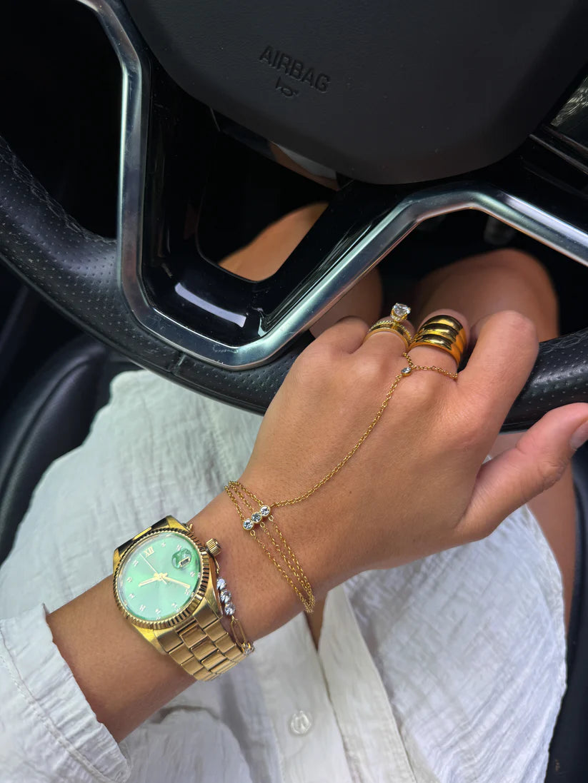 The Bentley Gold Rhinestone Hand Chain