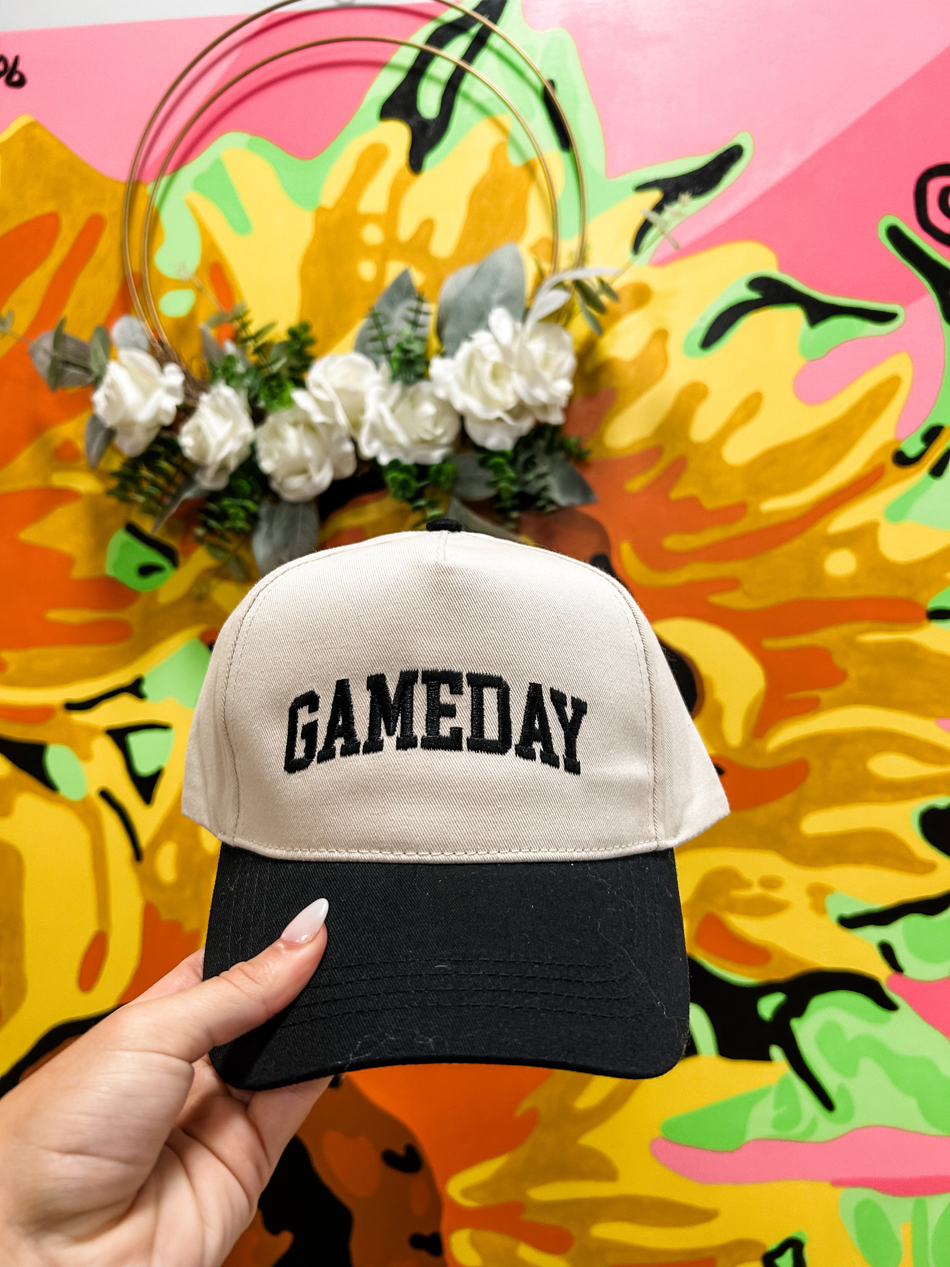Black "GAMEDAY" Embroidered Two Tone Baseball Cap