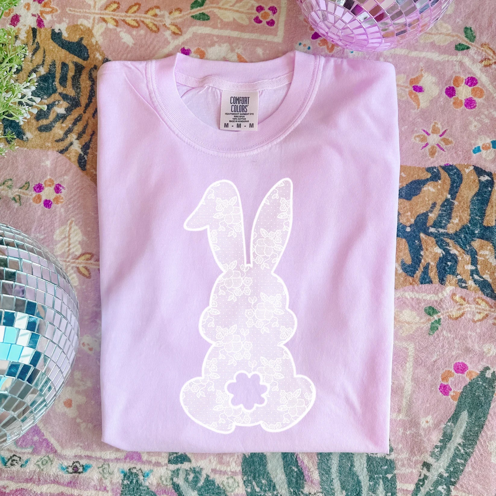 Lavender Lace Bunny Graphic Tee