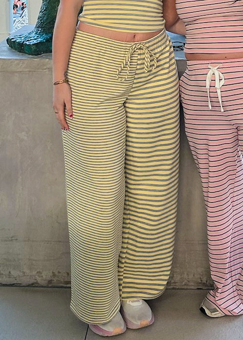 Yellow & Grey Stripe Pants