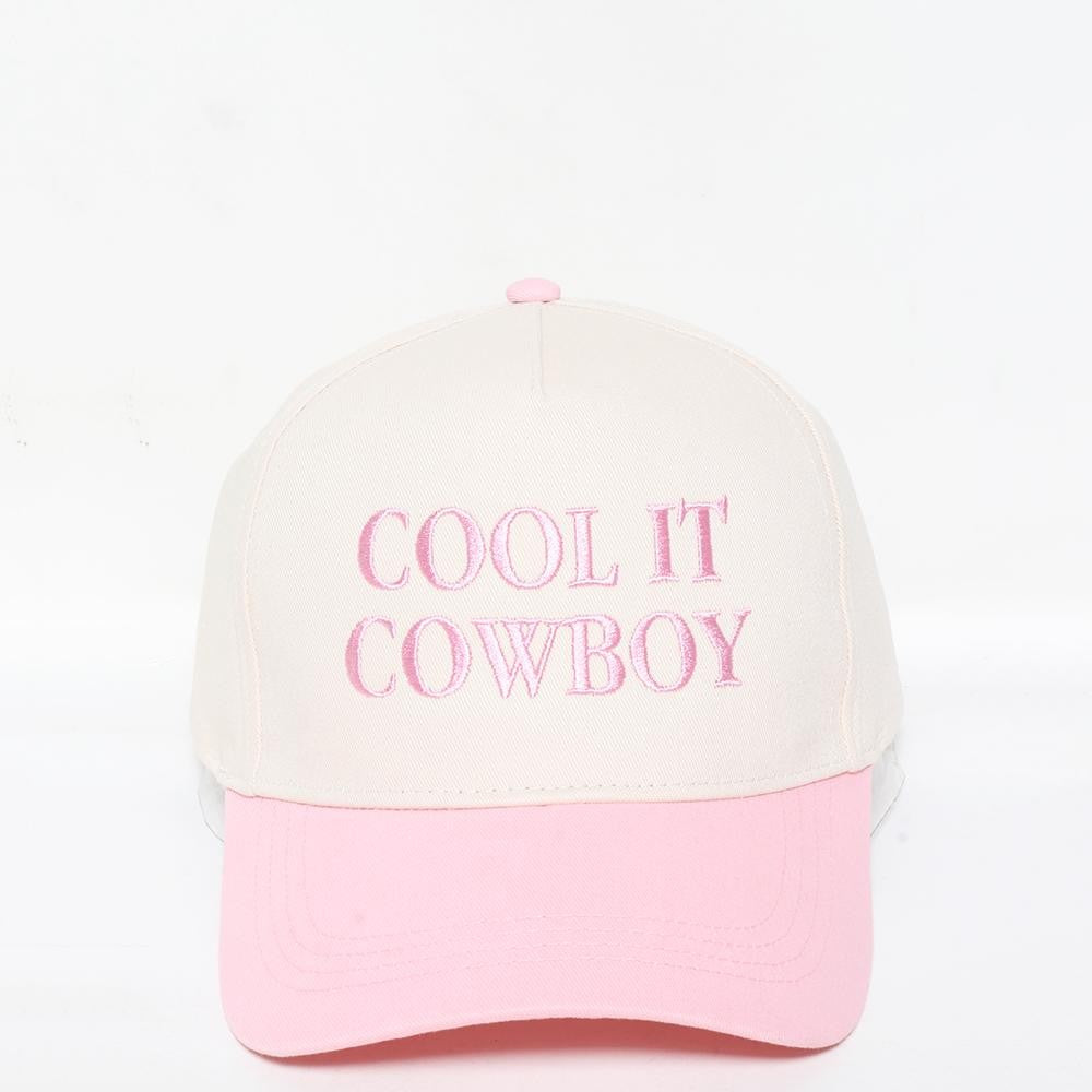 Pink "COOL IT COWBOY" Embroidered Hat