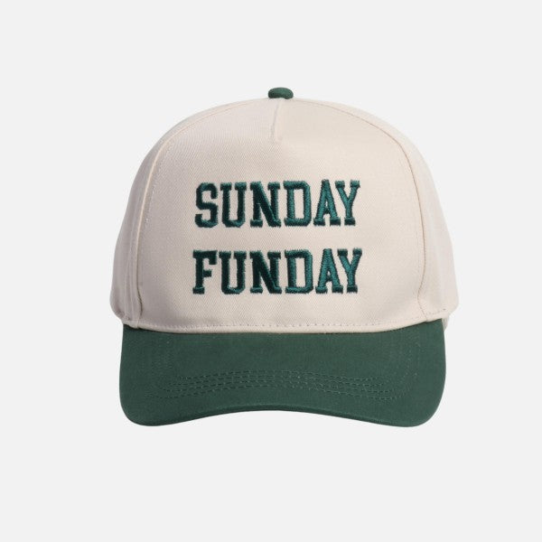 Green "SUNDAY FUNDAY" Two Tone Baseball Cap