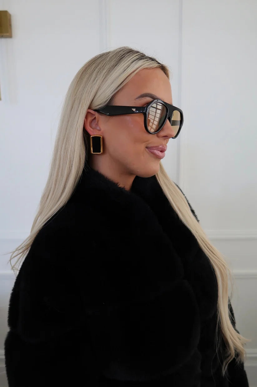 The Brooke Black & Gold Earrings