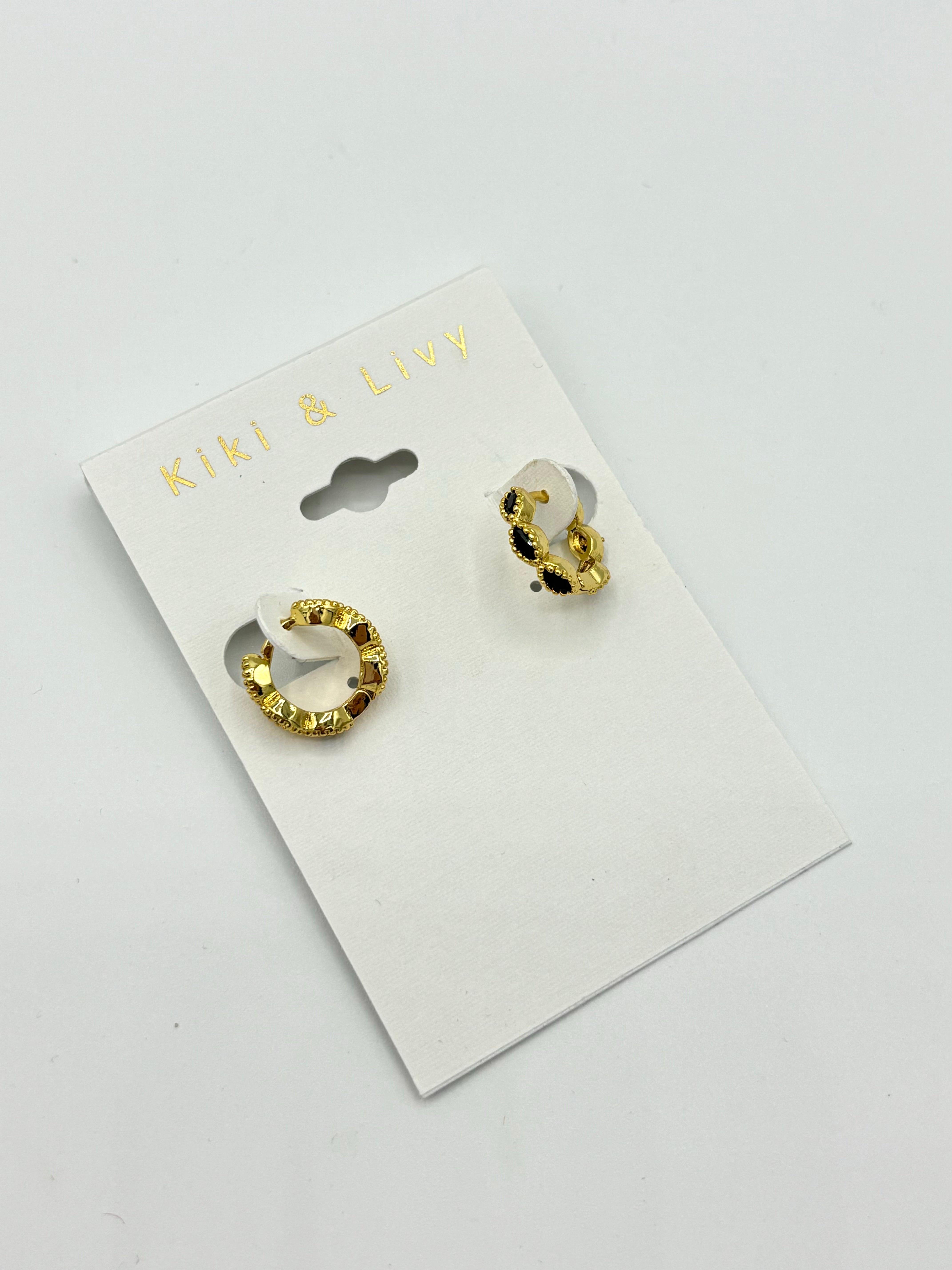 Gold Rhinestone Hugger Earrings