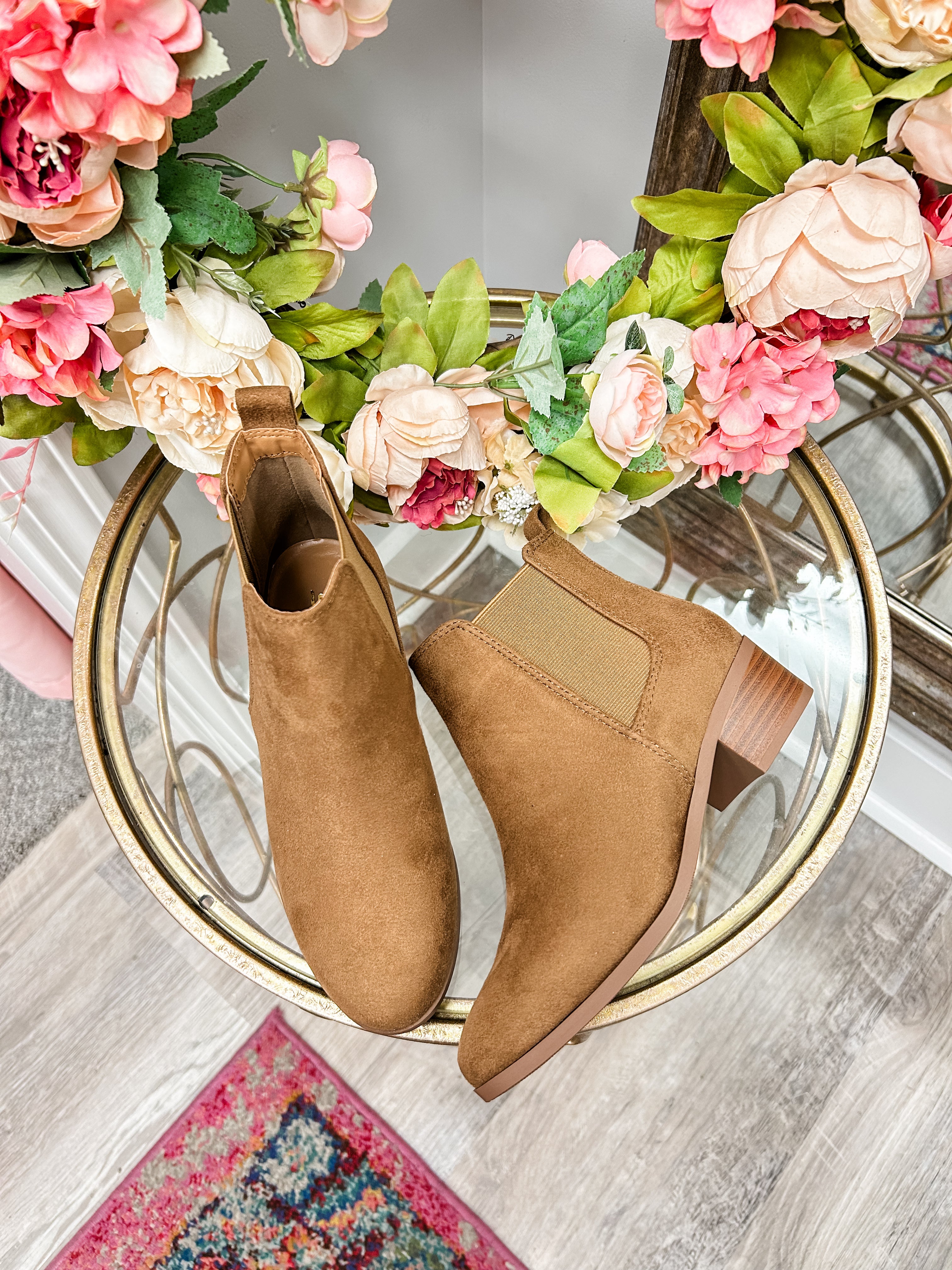 Coffee Suede Ankle Bootie