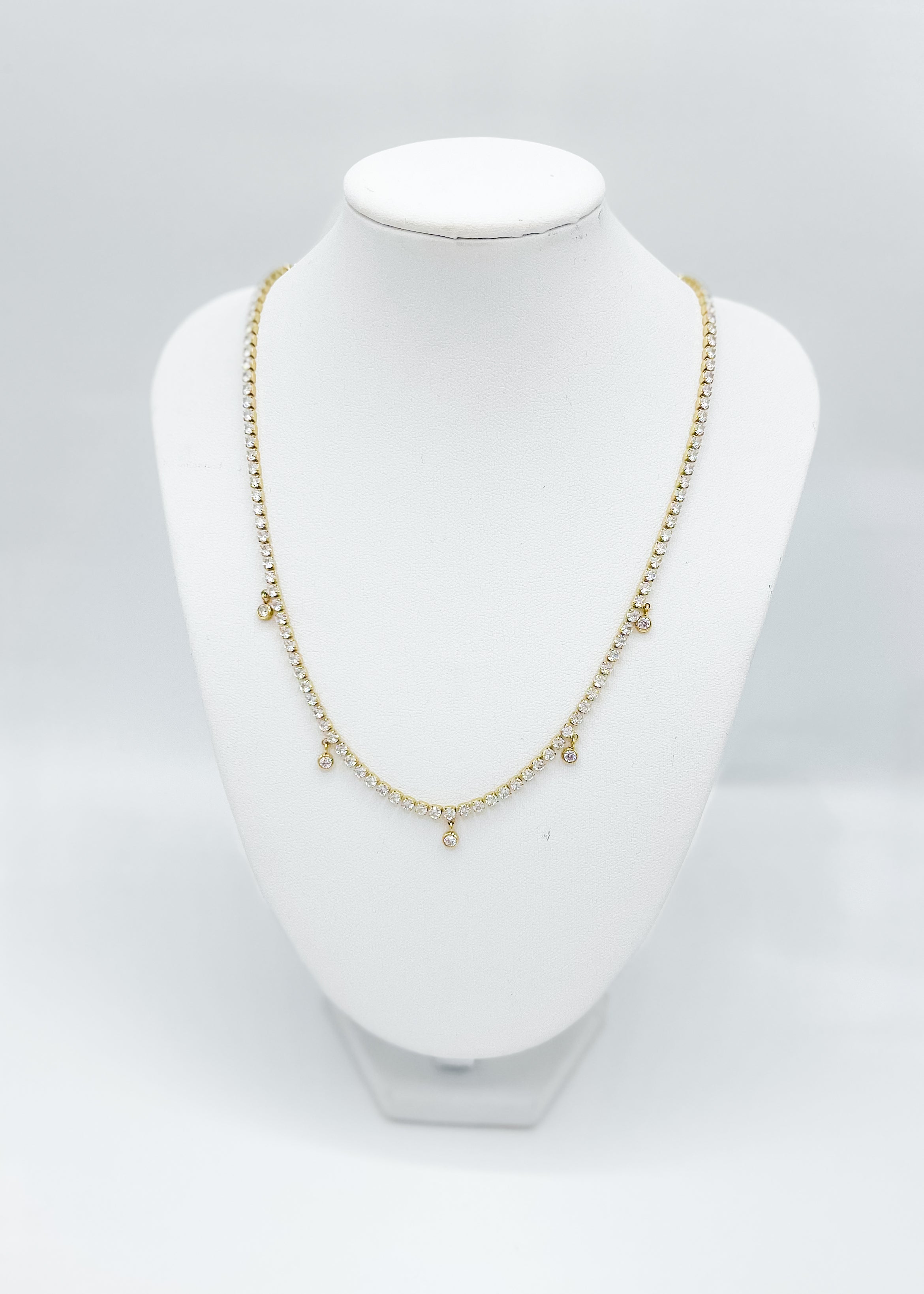 Tiny Stone Tennis Dangle Stones Necklace