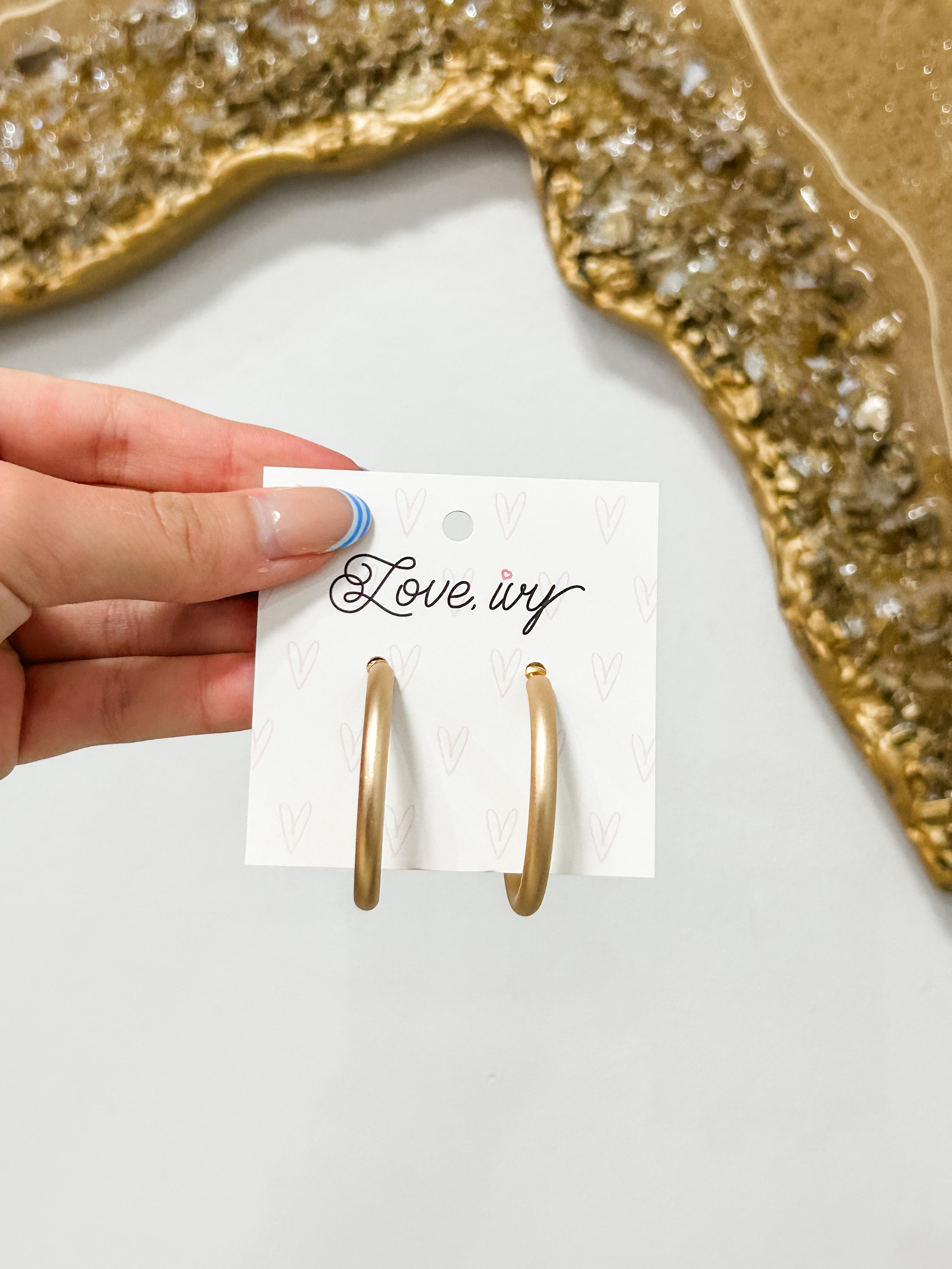 Gold Matte Tubular Hoop Earrings