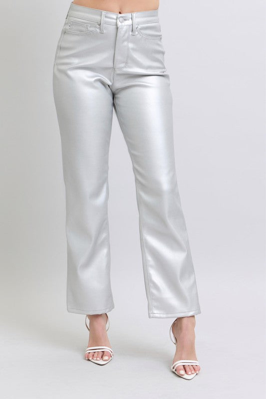 Silver Metallic Tummy Control Pants