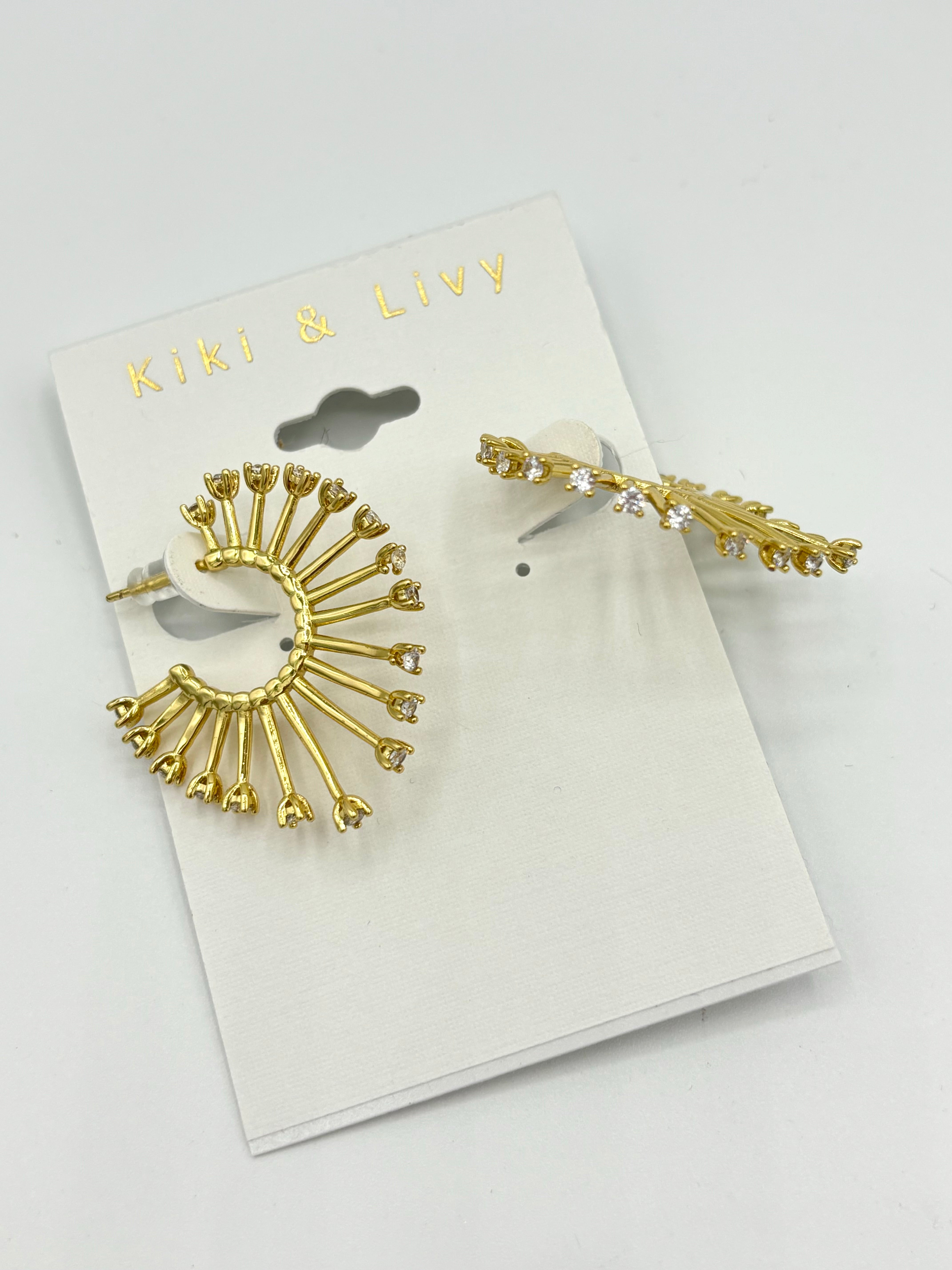 Gold Rhinestone Starburst Hoops