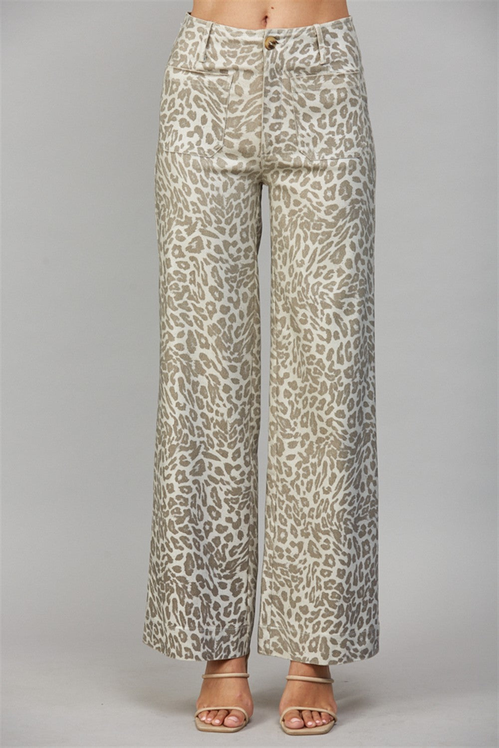 Beige Metallic Leopard Pants