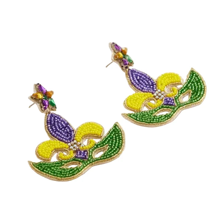 Fleur De Lis Mask Earrings