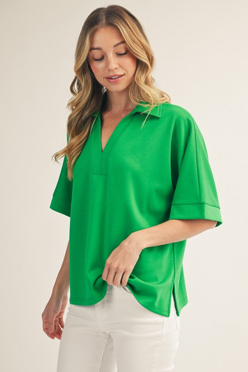 Kelly Green Drop Shoulder Top