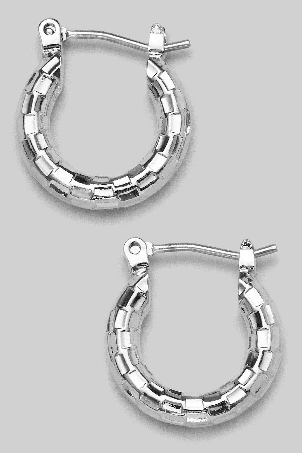 Silver Mini Diamond Cut Huggie Earrings