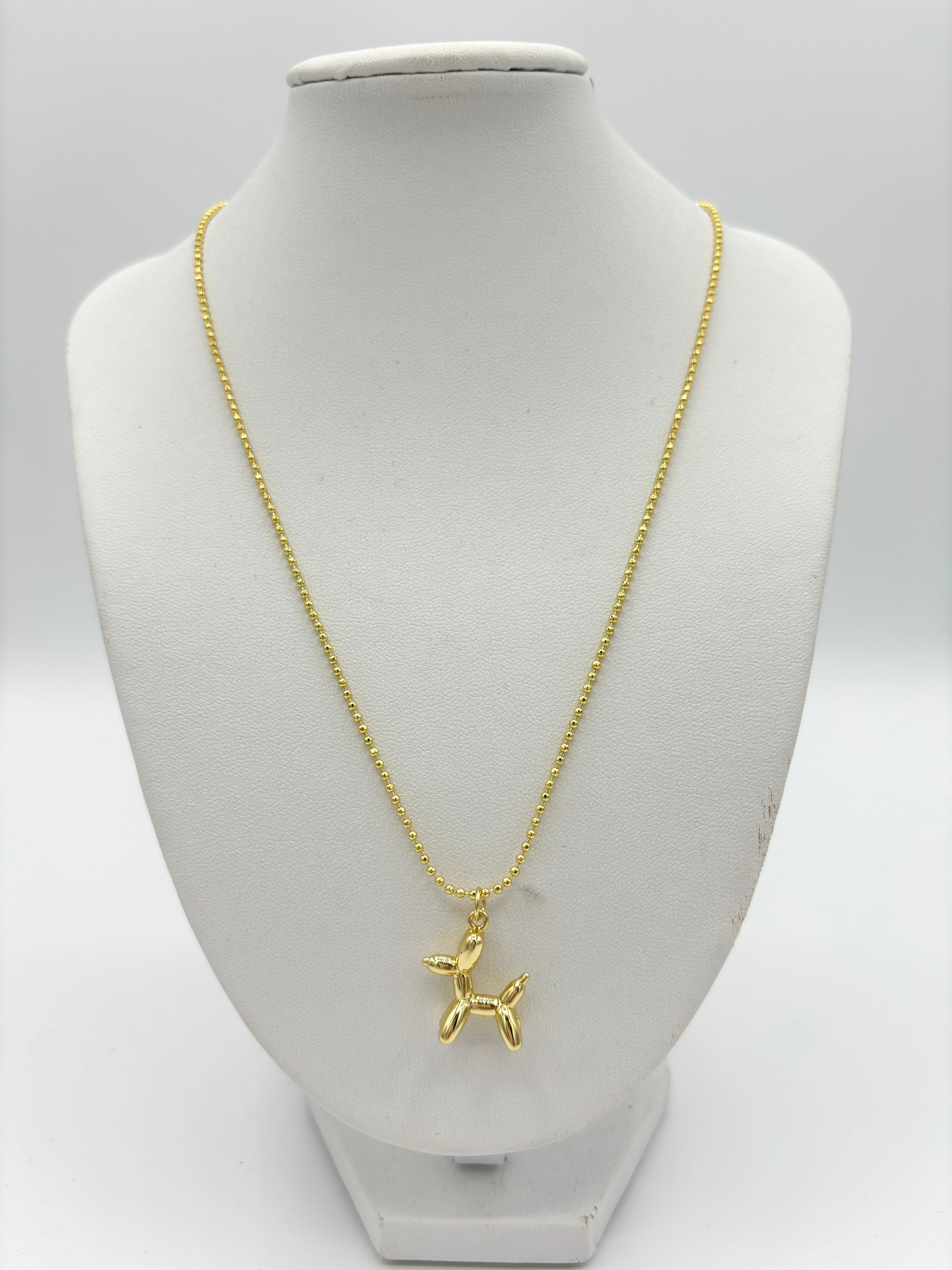 Gold Balloon Dog Necklace