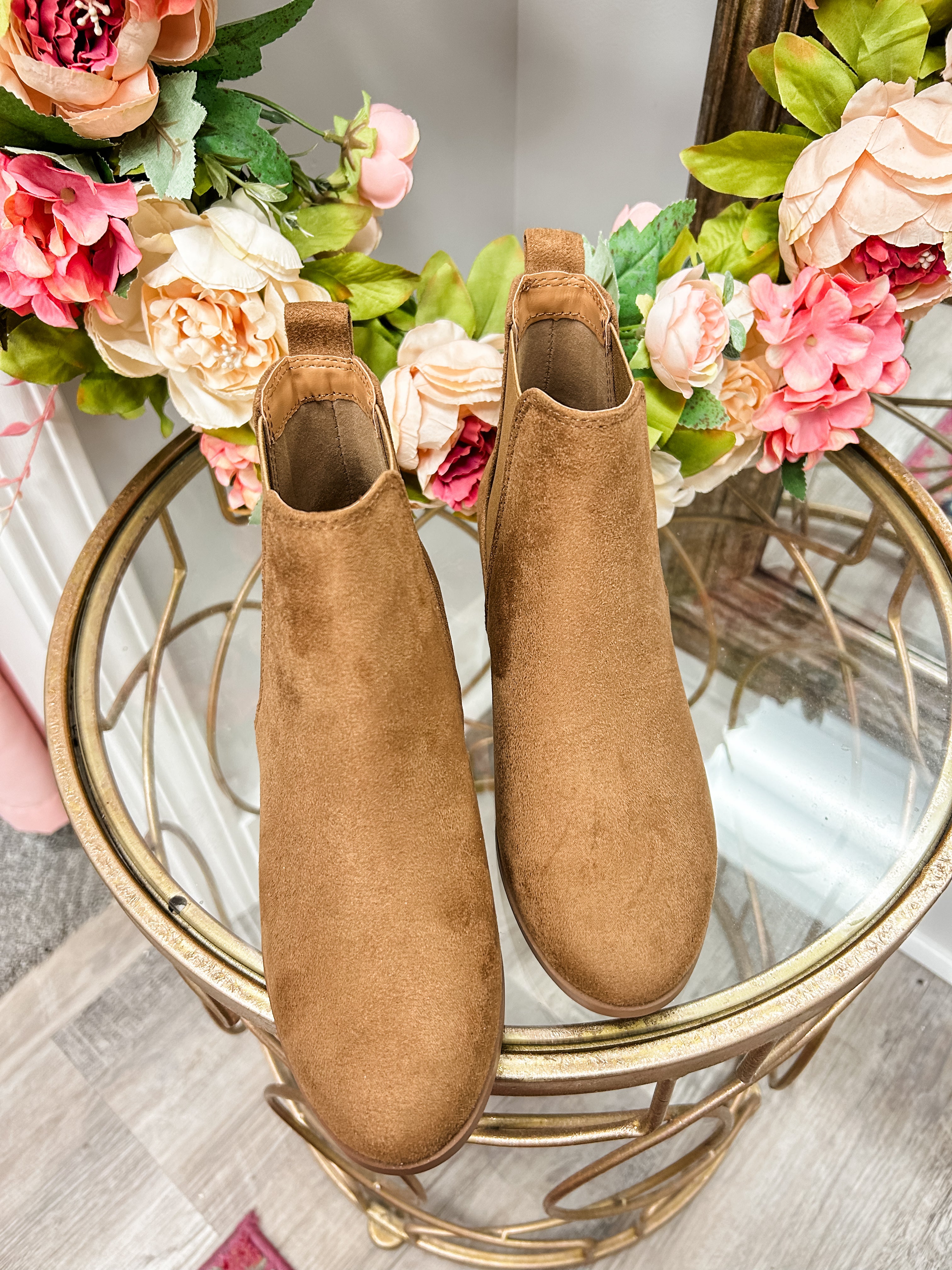 Coffee Suede Ankle Bootie