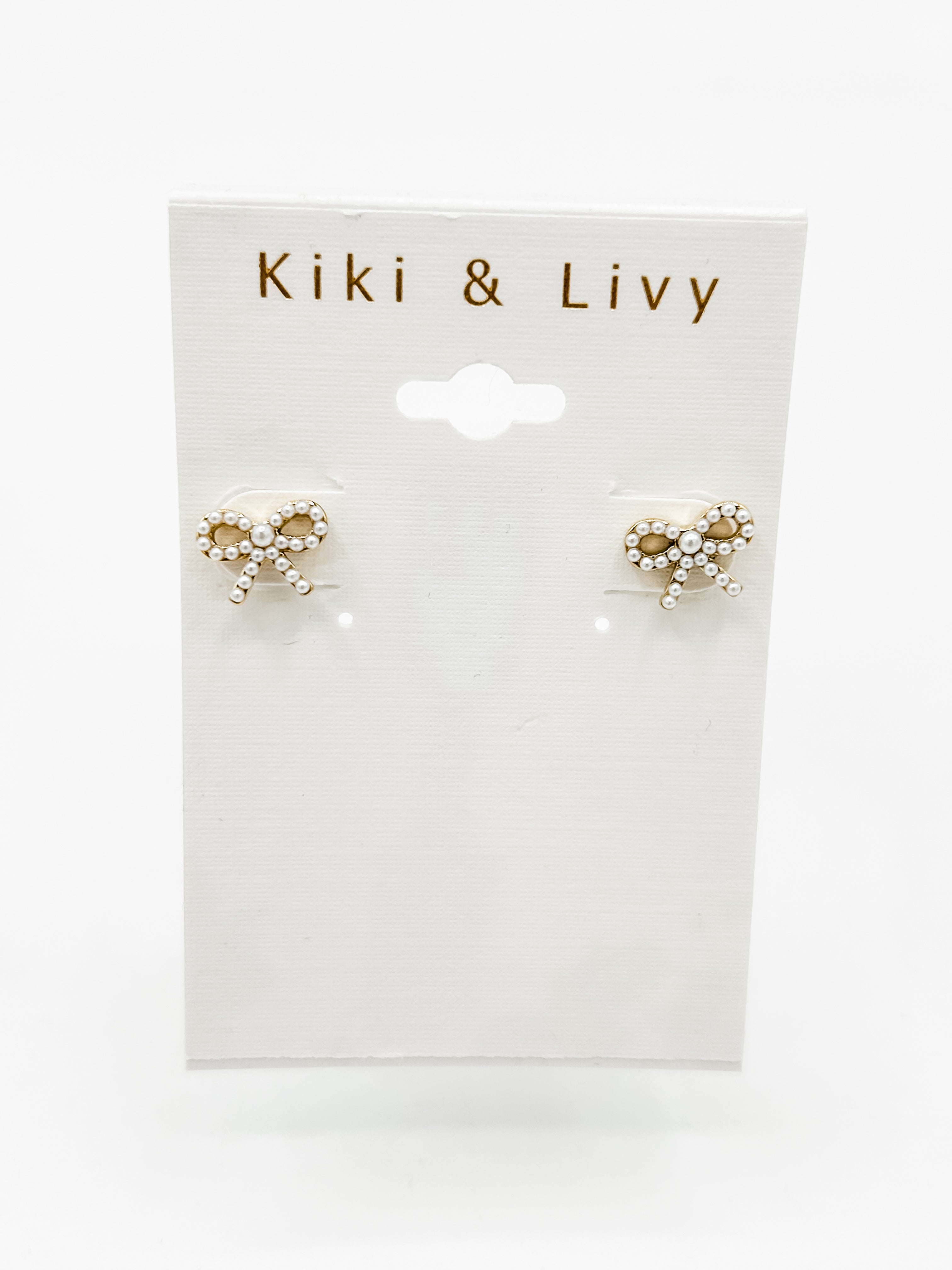 Teeny Gold Pearl Bow Studs