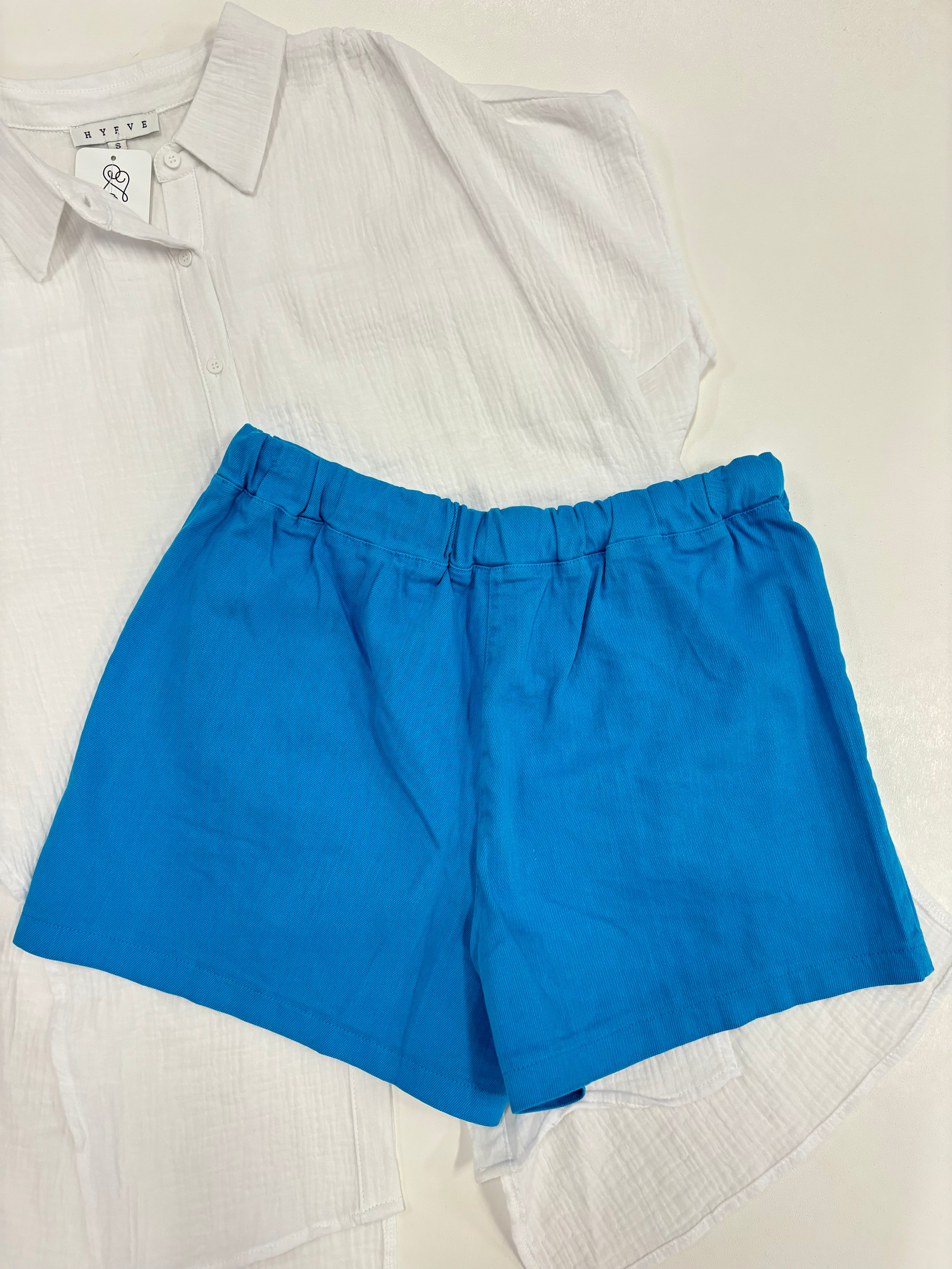 Turquoise Pocket Tie Shorts