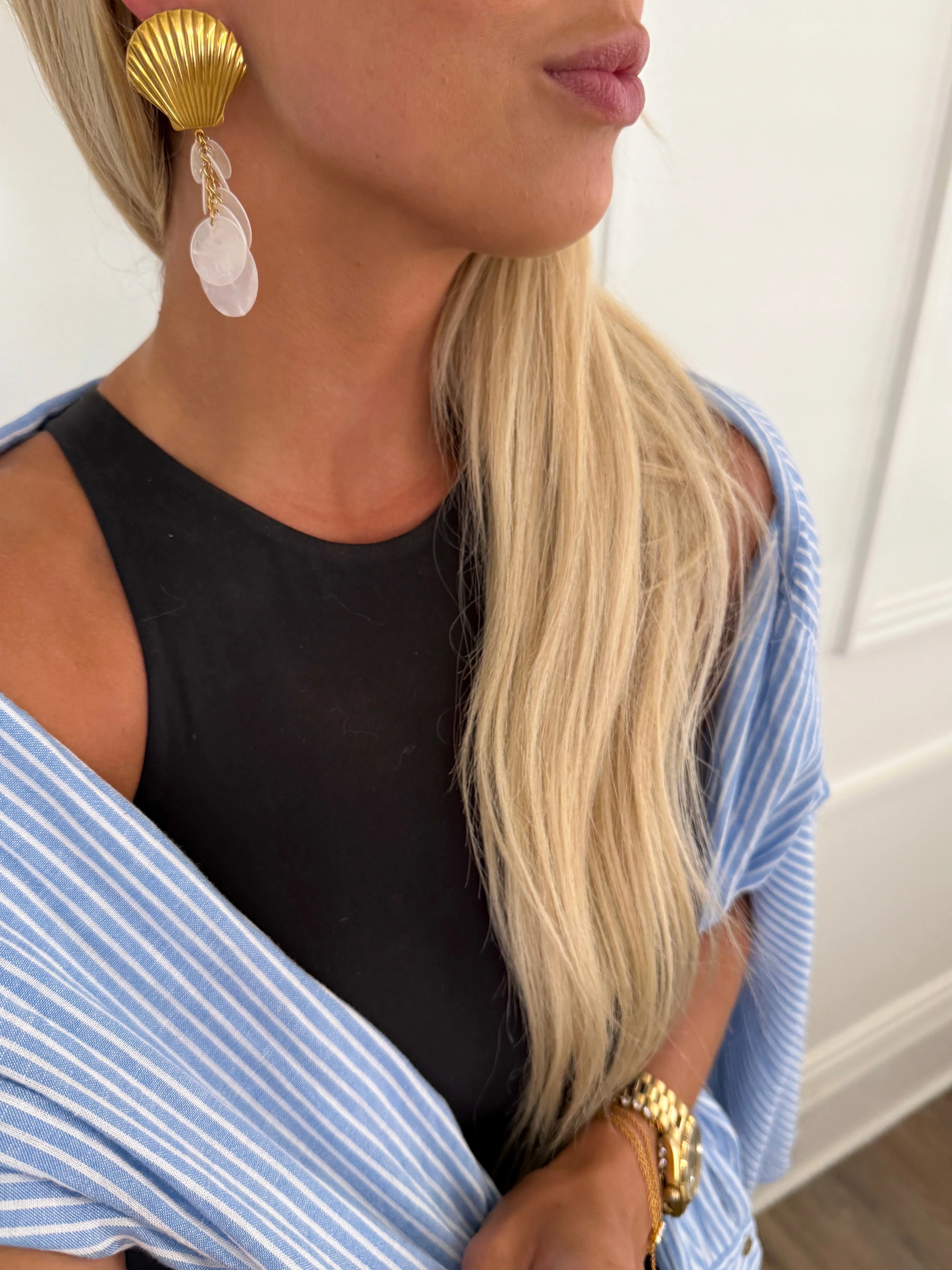 Gold Seashell Drop Earrings